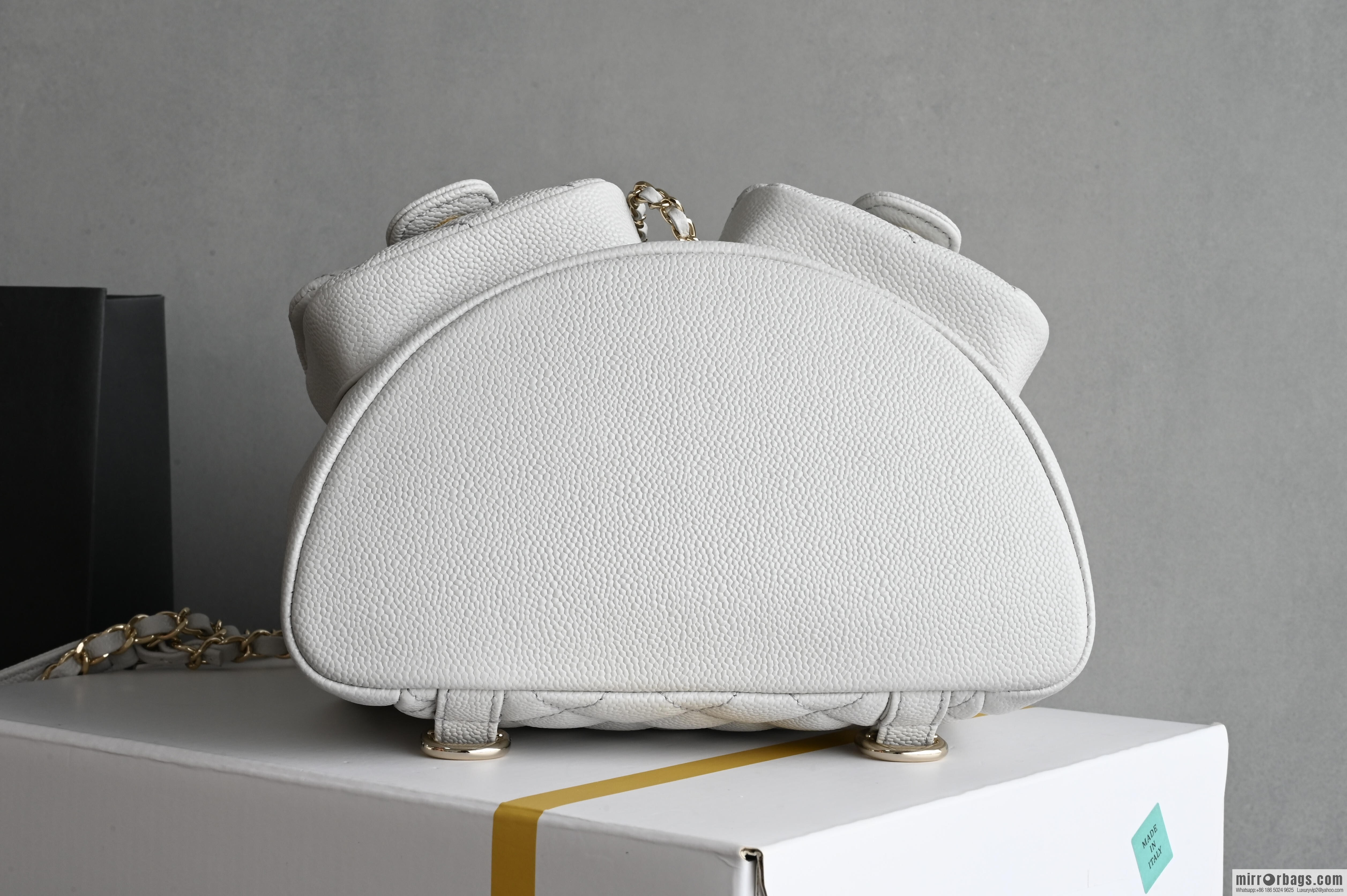 CHANEL Double Pocket Frog ๐ธ Retro Backpack, Light Grey, Medium AS3860