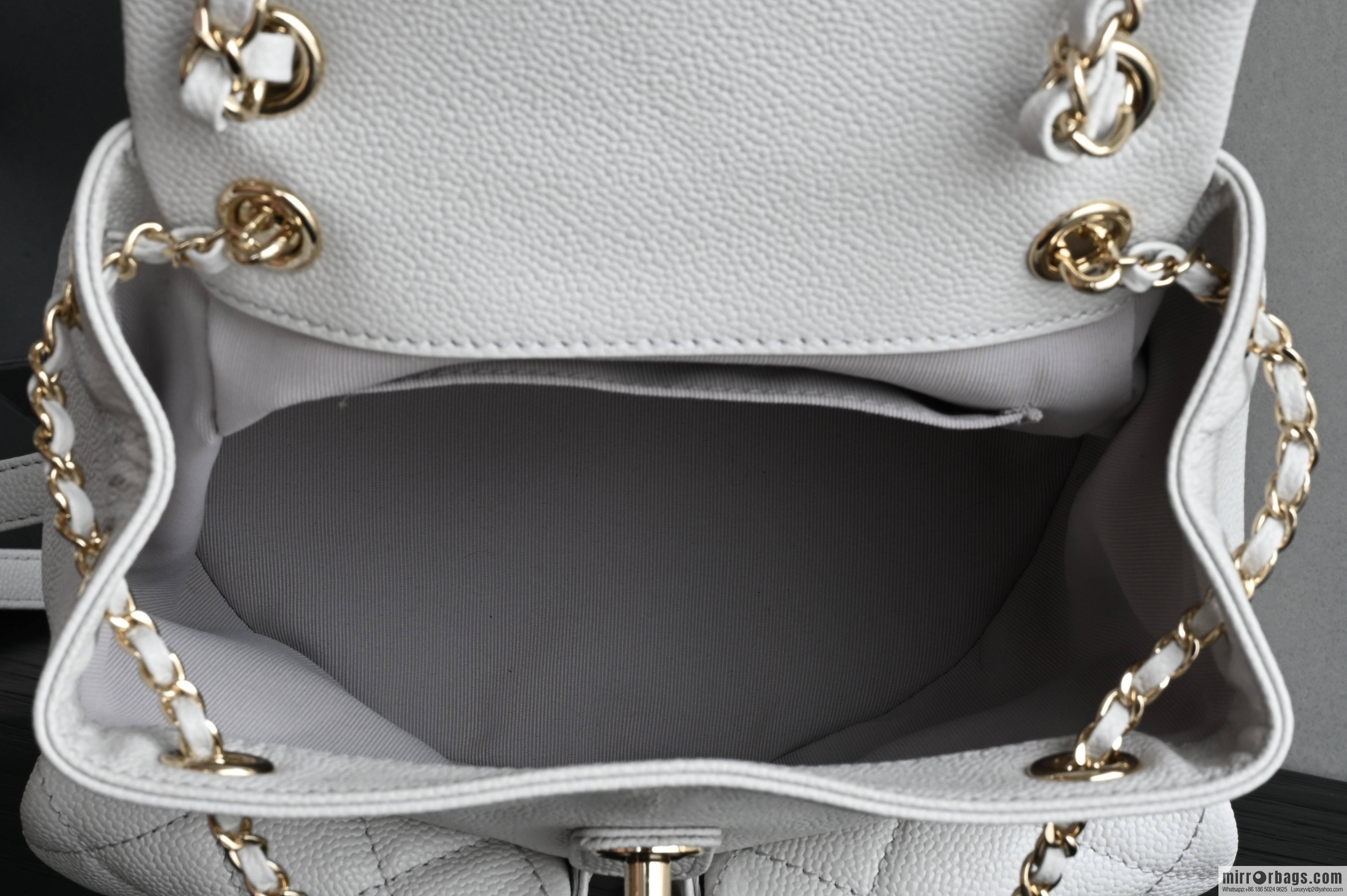 CHANEL Double Pocket Frog ๐ธ Retro Backpack, Light Grey, Medium AS3860