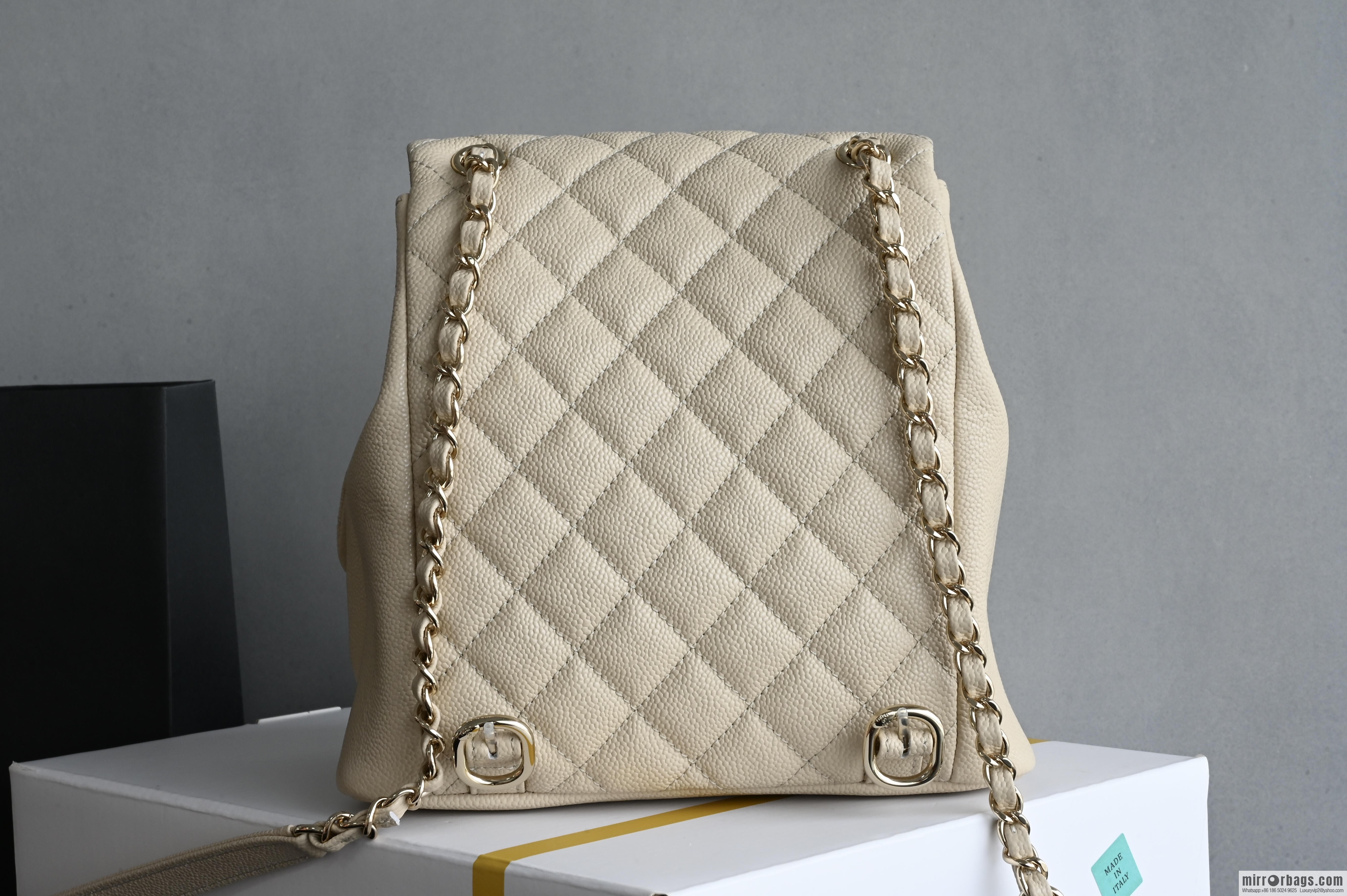 CHANEL Double Pocket Frog ๐ธ Retro Backpack, Light Apricot, Medium AS3860