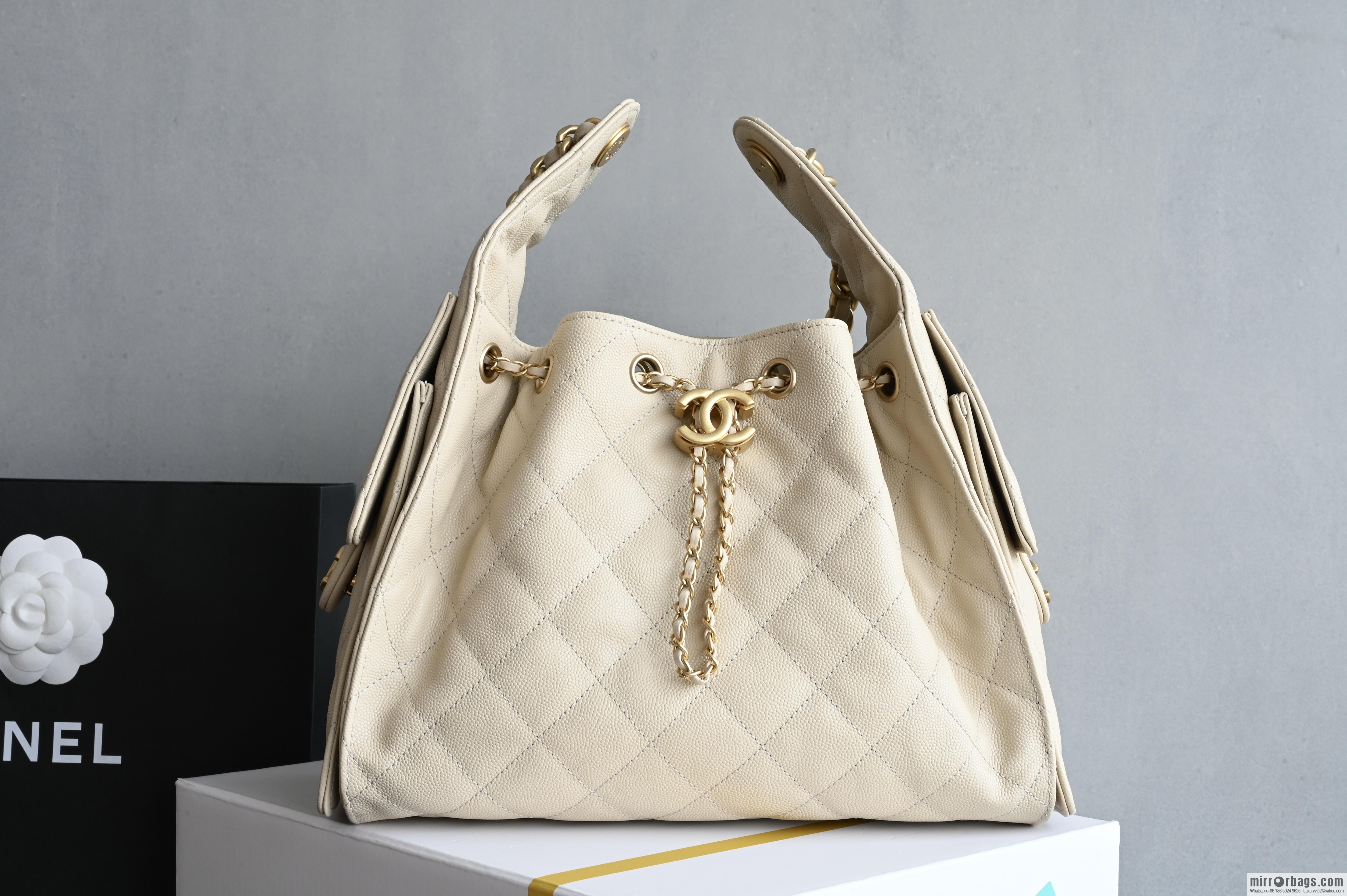 CHANEL Hippie Shopping Bag S AS5293 Milk Tea