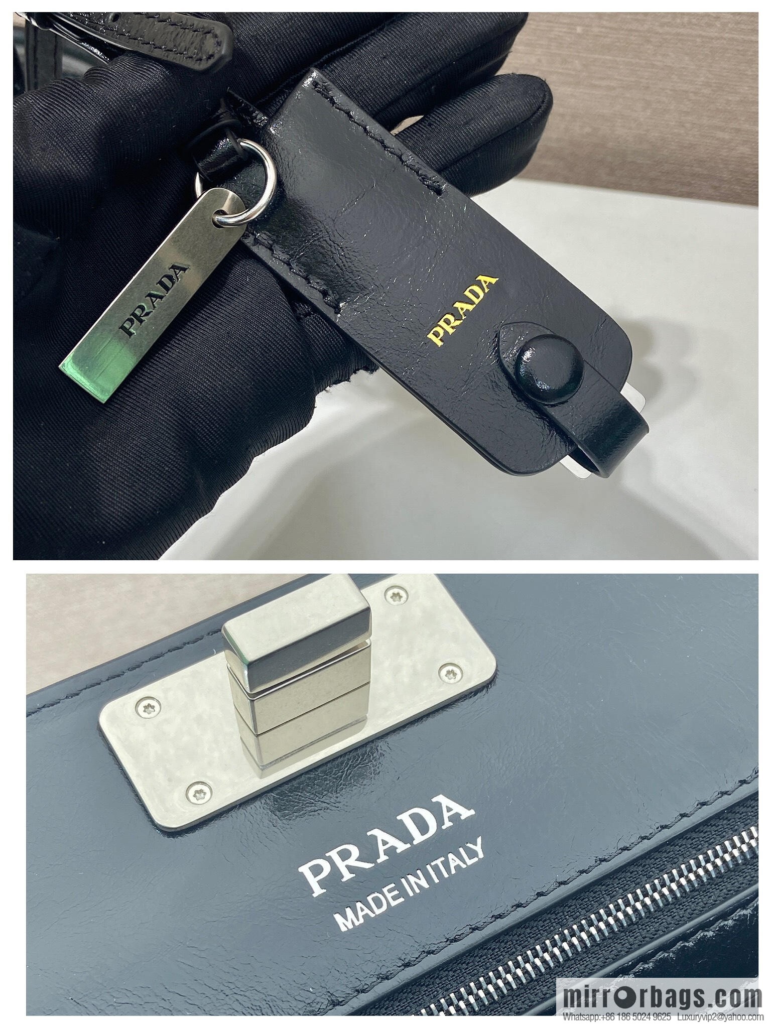 PRADA's new 1BG569 oil wax leather, black.