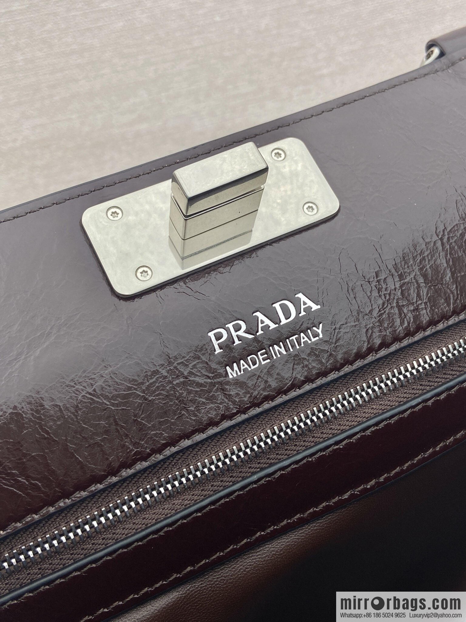 PRADA's new product 1BG569 oil wax leather, burgundy