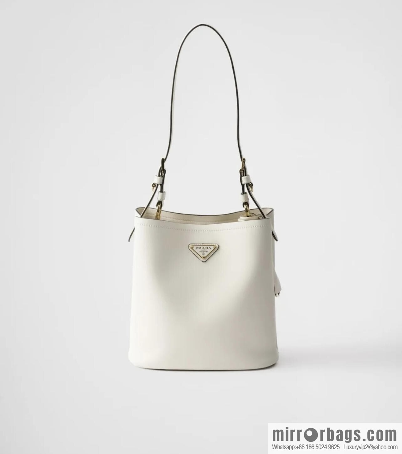 PRADA's new 1BE080 bucket bag, white