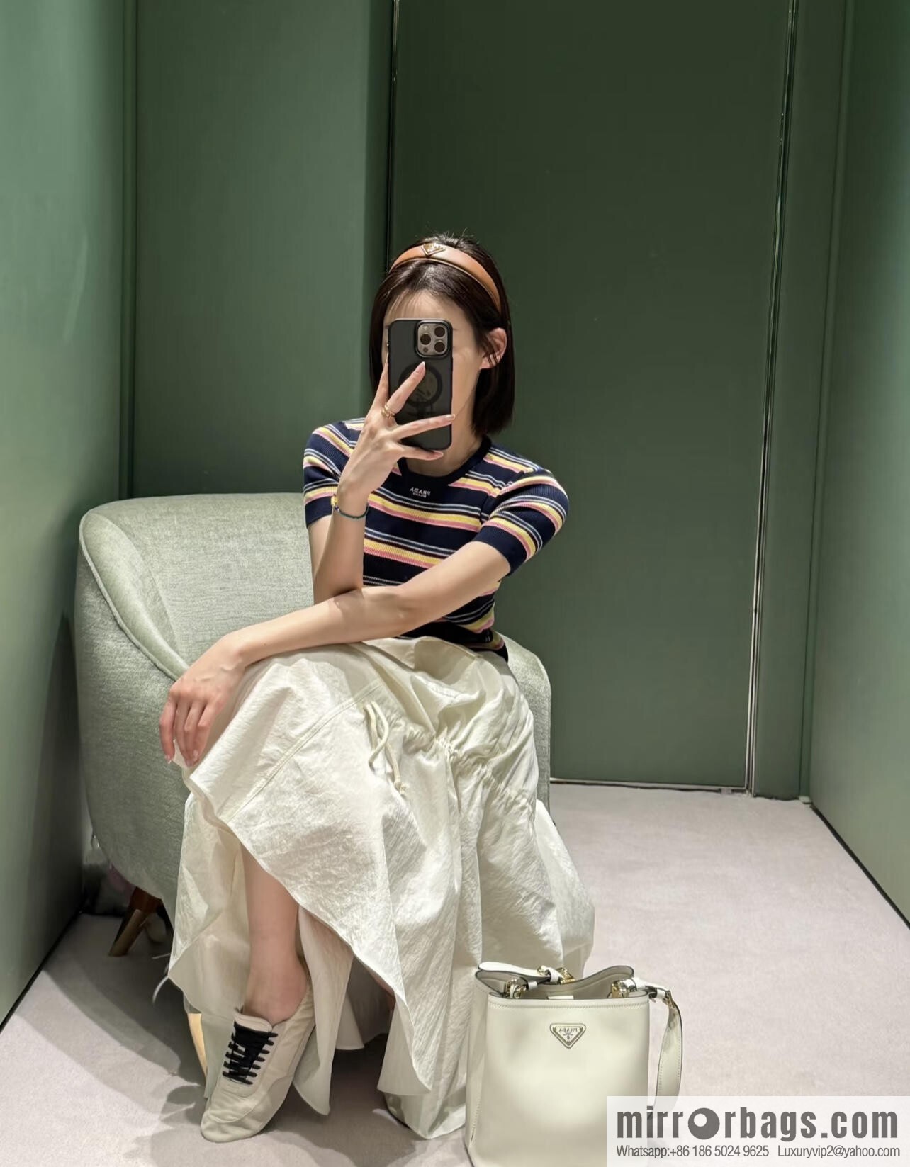 PRADA's new 1BE080 bucket bag, white