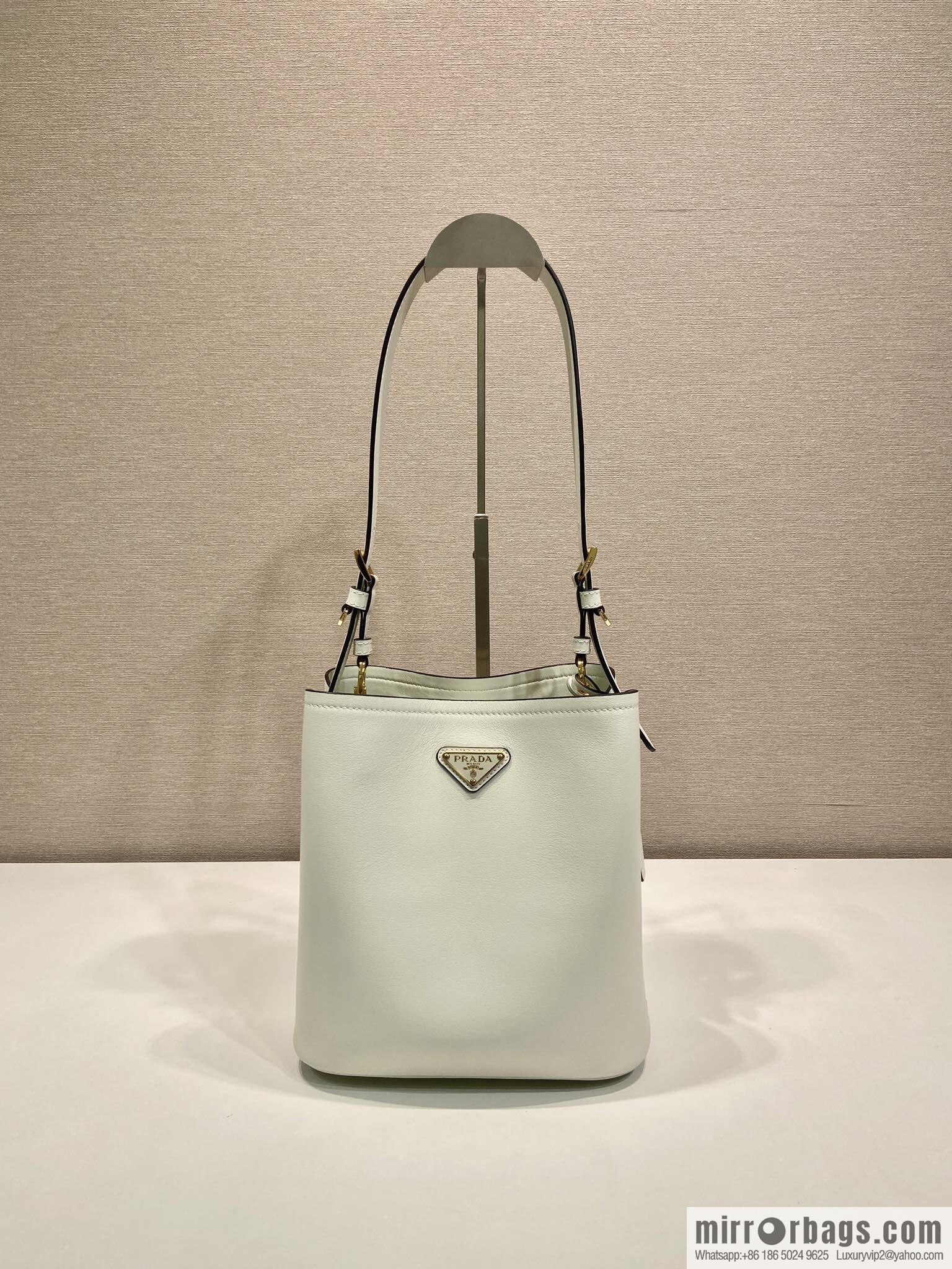 PRADA's new 1BE080 bucket bag, white