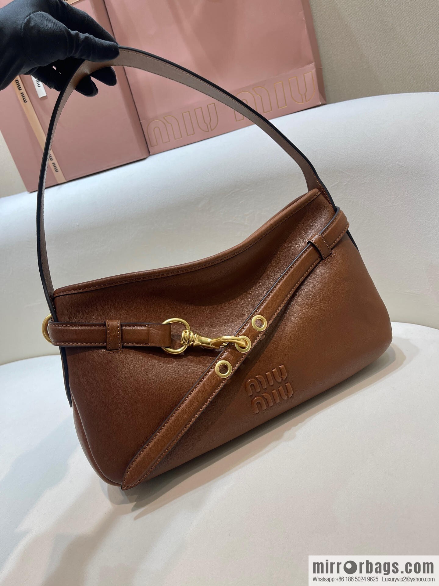 MIUMIU new 5BC182 small, caramel color