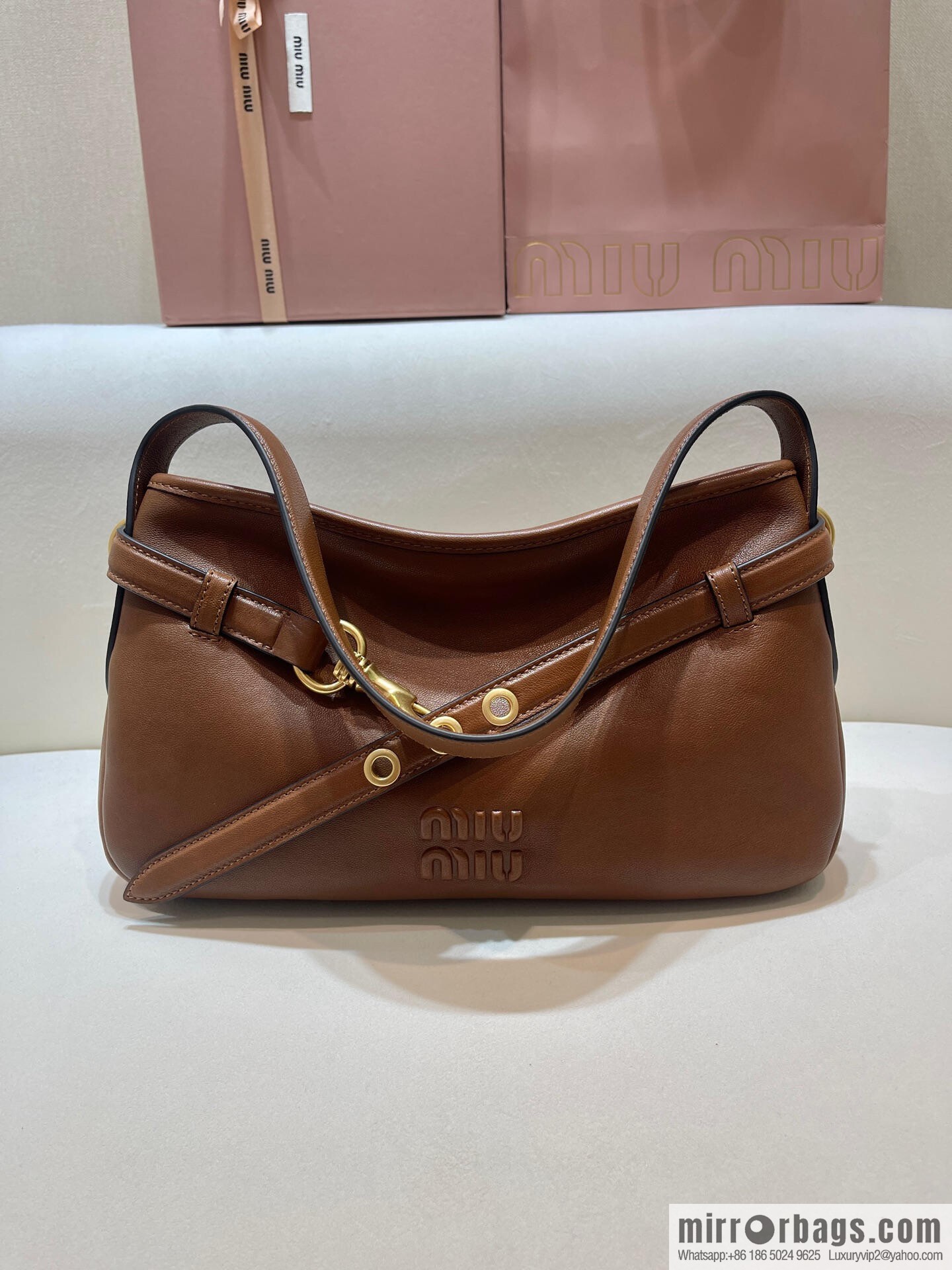 MIUMIU new 5BC182 small, caramel color