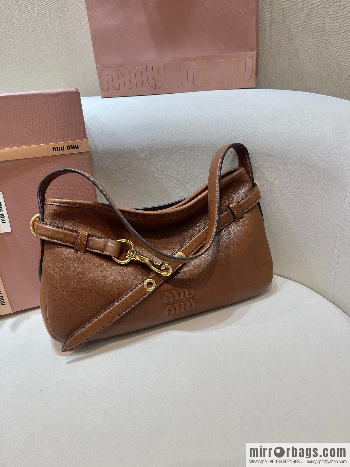 MIUMIU new 5BC182 small, caramel color