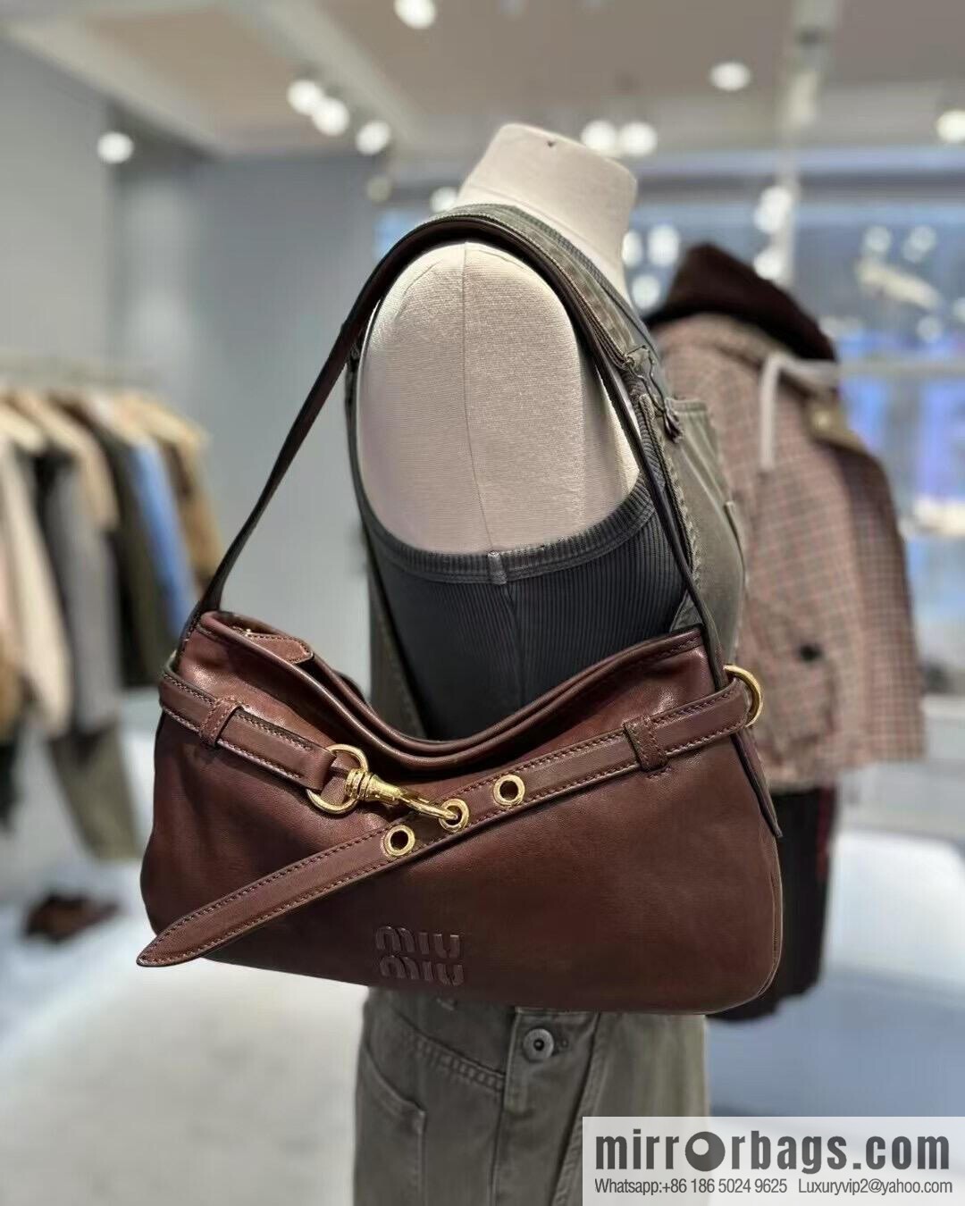 MIUMIU new 5BC182 small, dark coffee