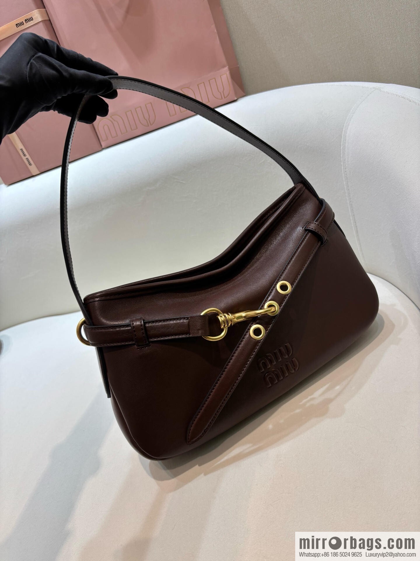 MIUMIU new 5BC182 small, dark coffee