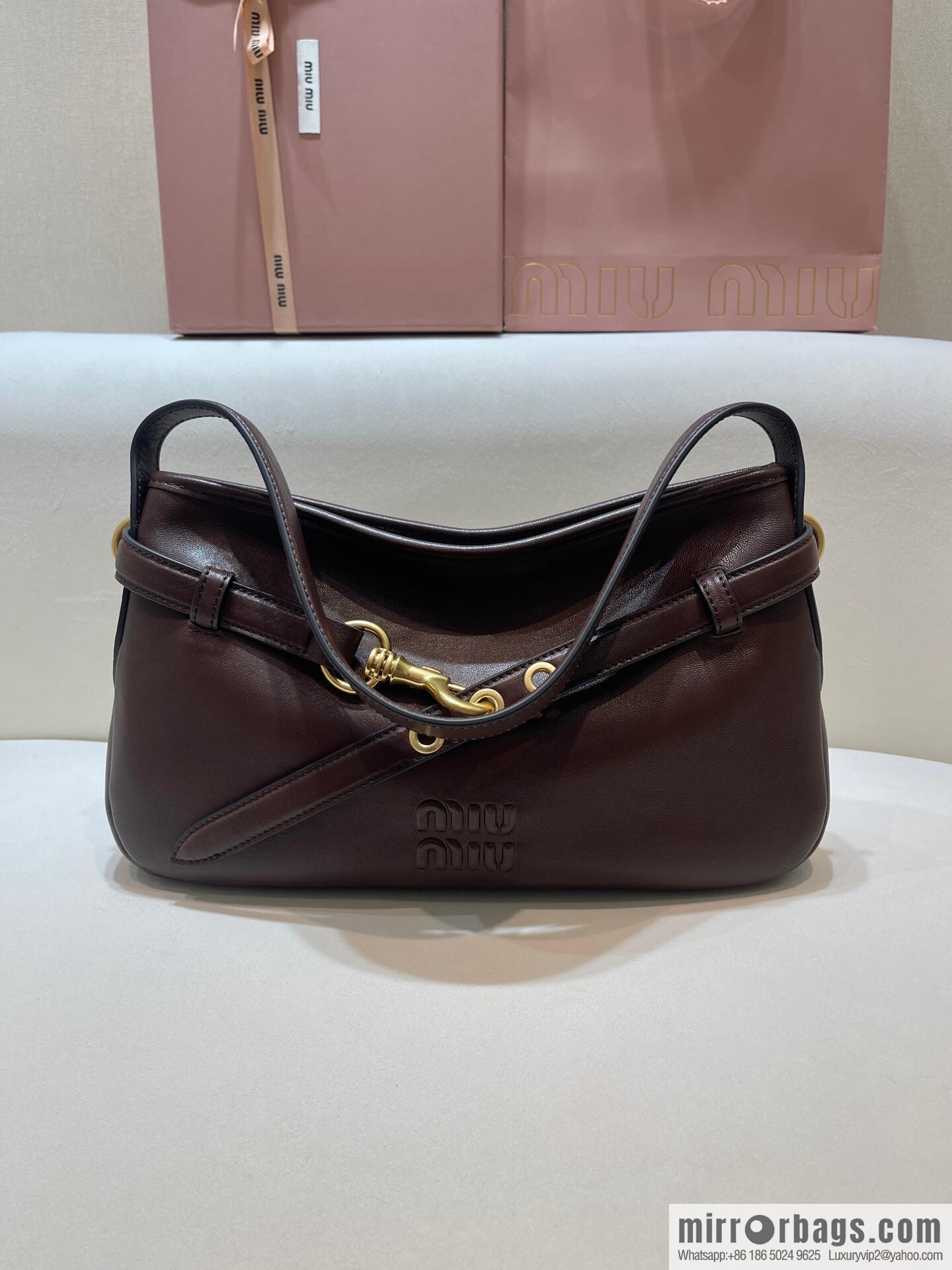 MIUMIU new 5BC182 small, dark coffee