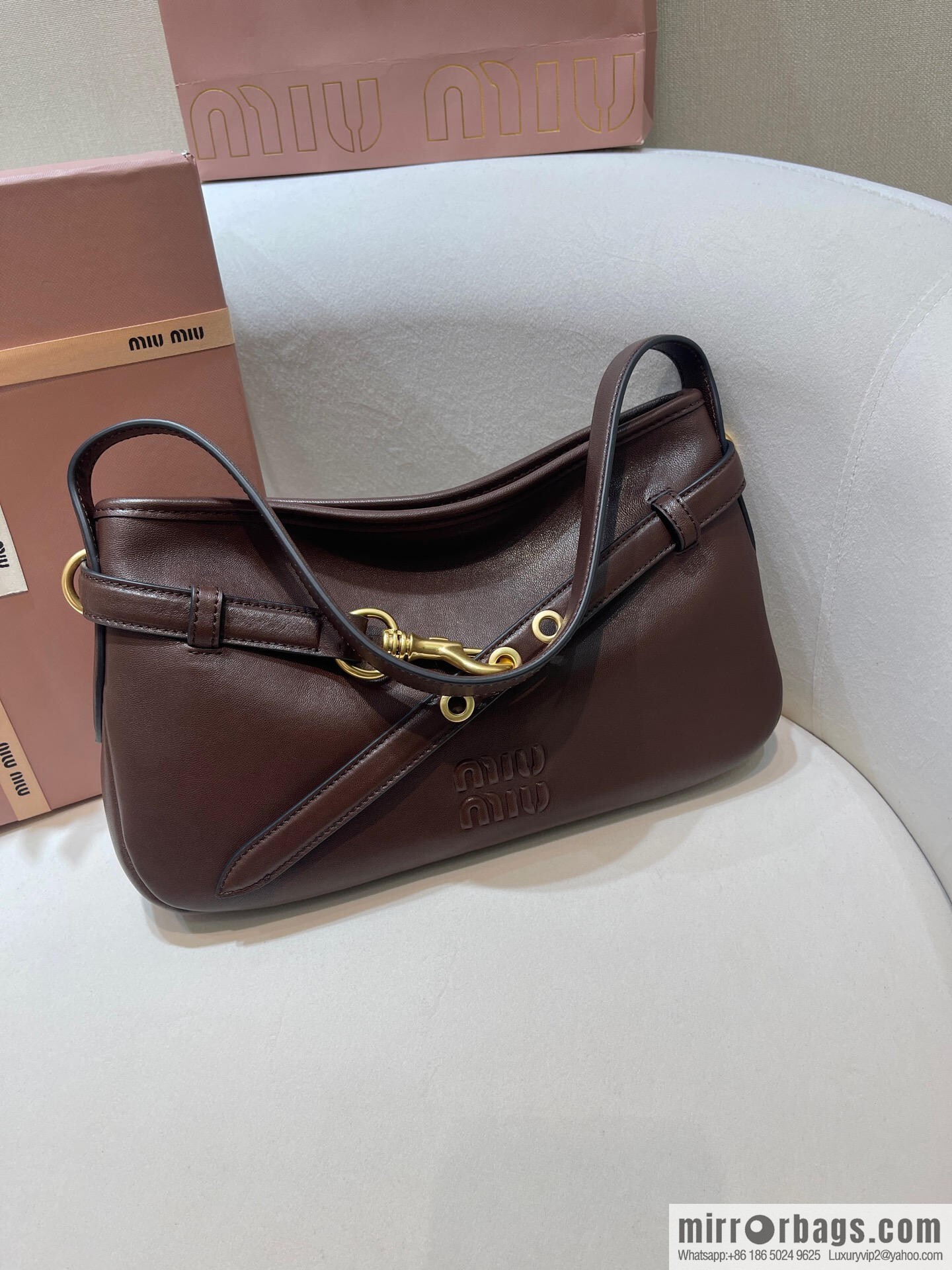 MIUMIU new 5BC182 small, dark coffee