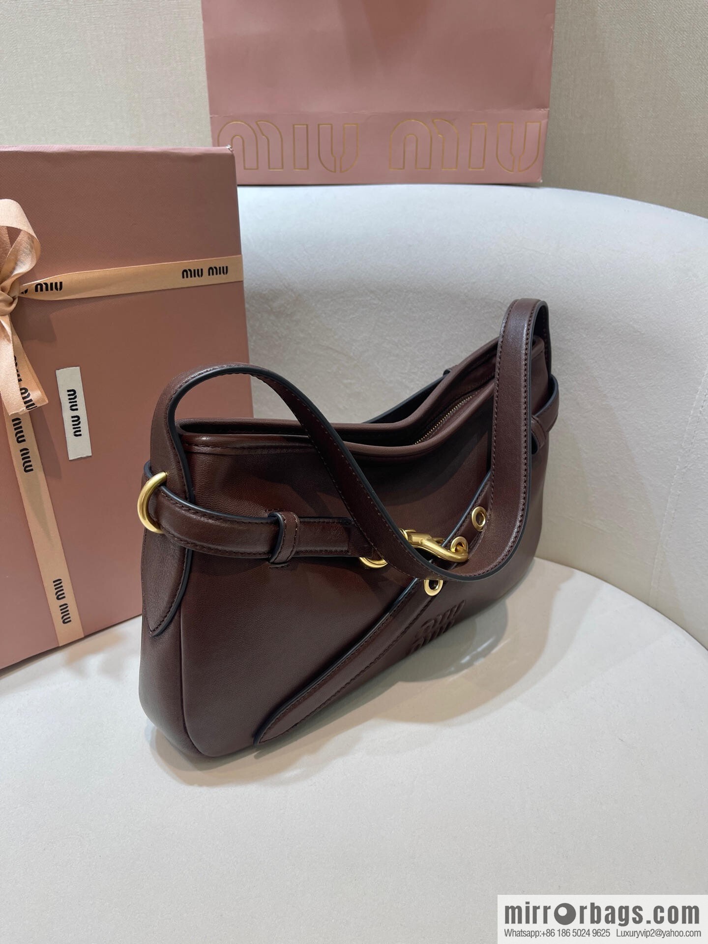 MIUMIU new 5BC182 small, dark coffee