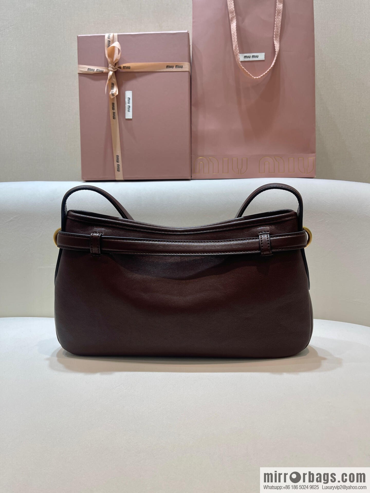 MIUMIU new 5BC182 small, dark coffee