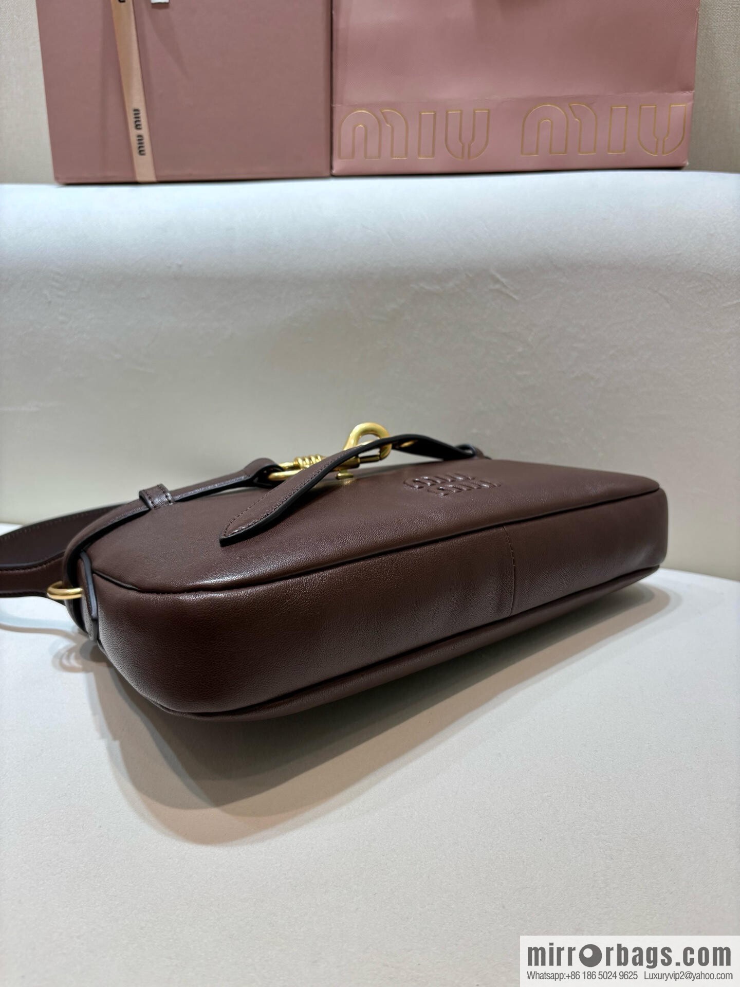 MIUMIU new 5BC182 small, dark coffee
