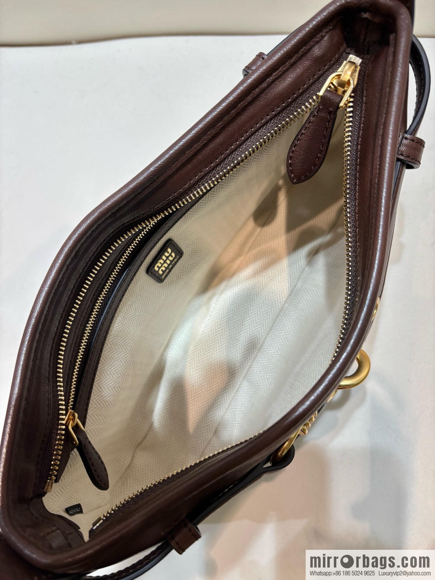 MIUMIU new 5BC182 small, dark coffee