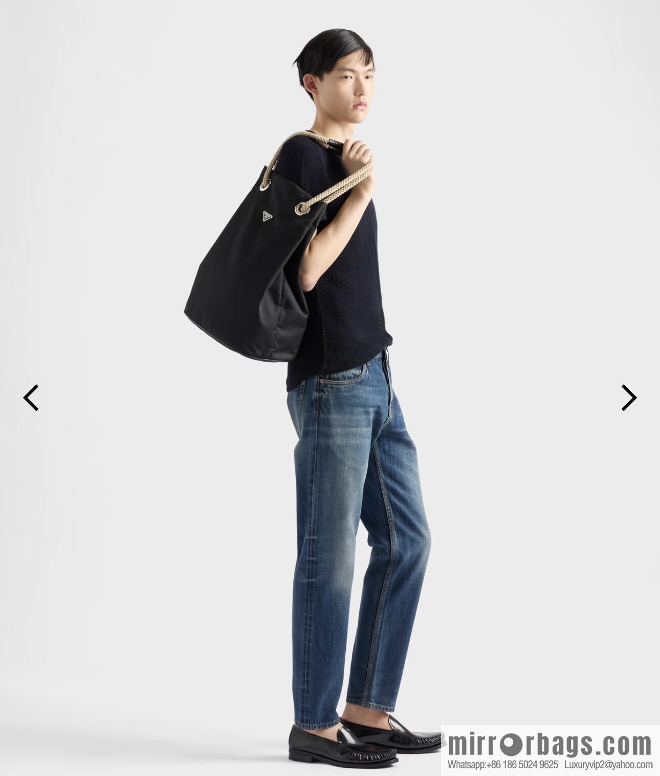 PRADA men's bucket bag 2VG133 catwalk model, black