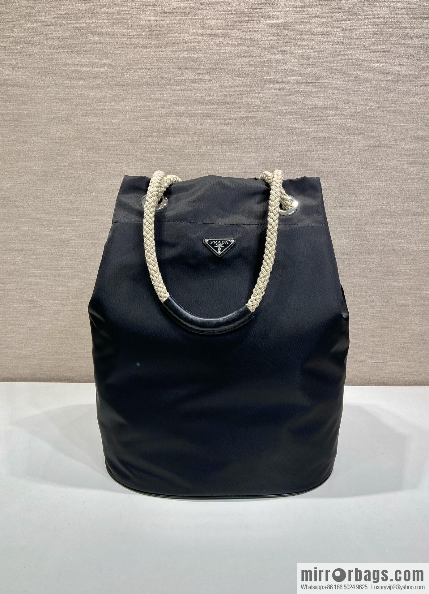 PRADA men's bucket bag 2VG133 catwalk model, black