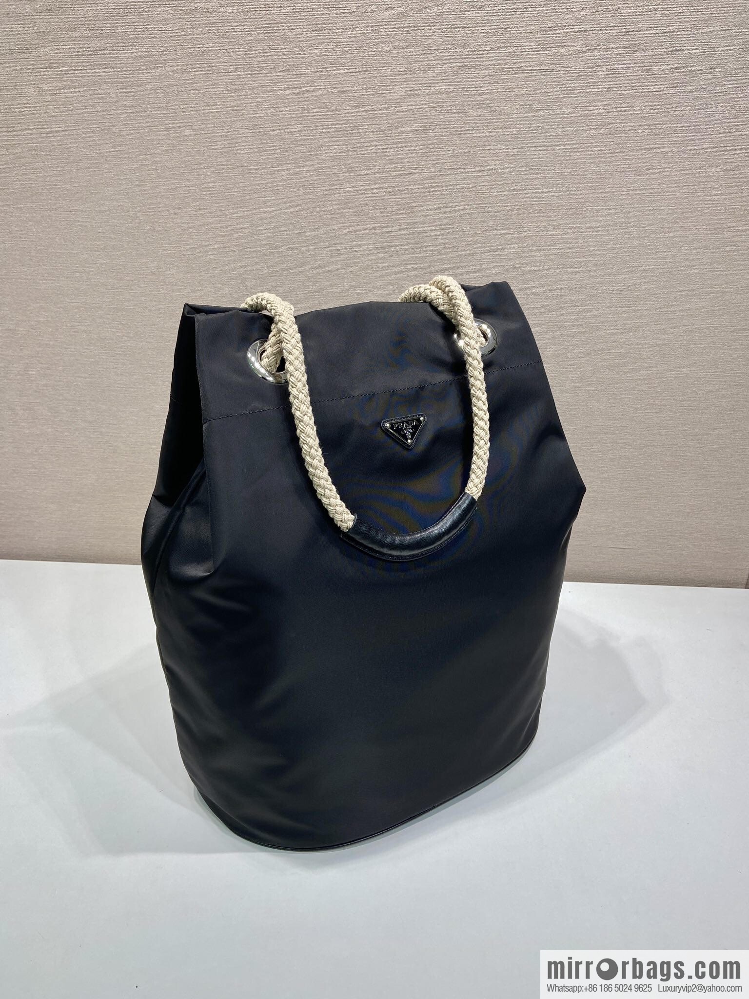 PRADA men's bucket bag 2VG133 catwalk model, black
