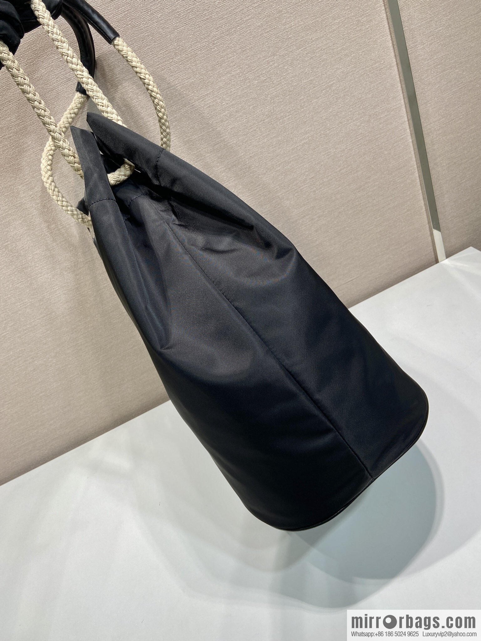 PRADA men's bucket bag 2VG133 catwalk model, black