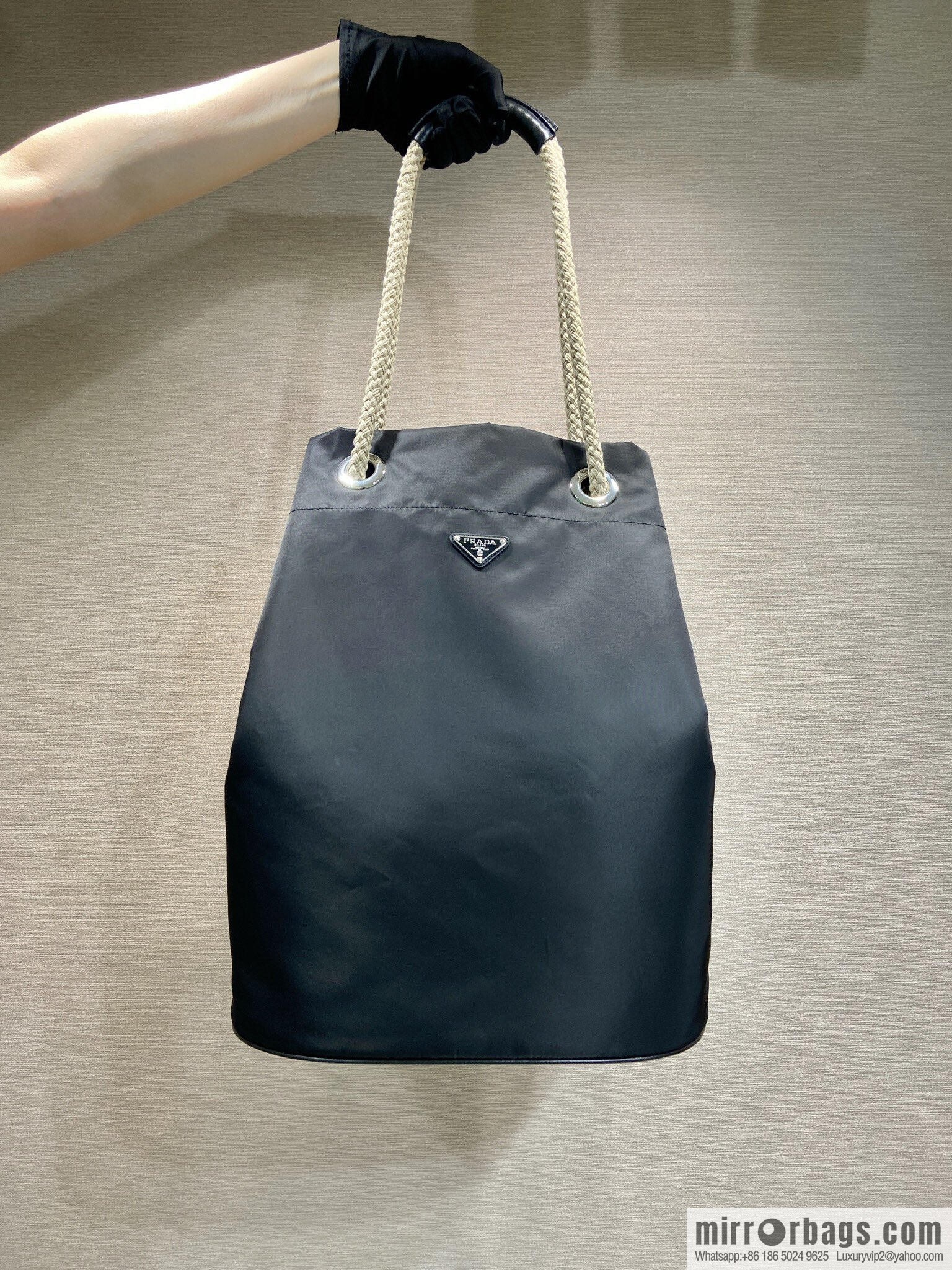 PRADA men's bucket bag 2VG133 catwalk model, black