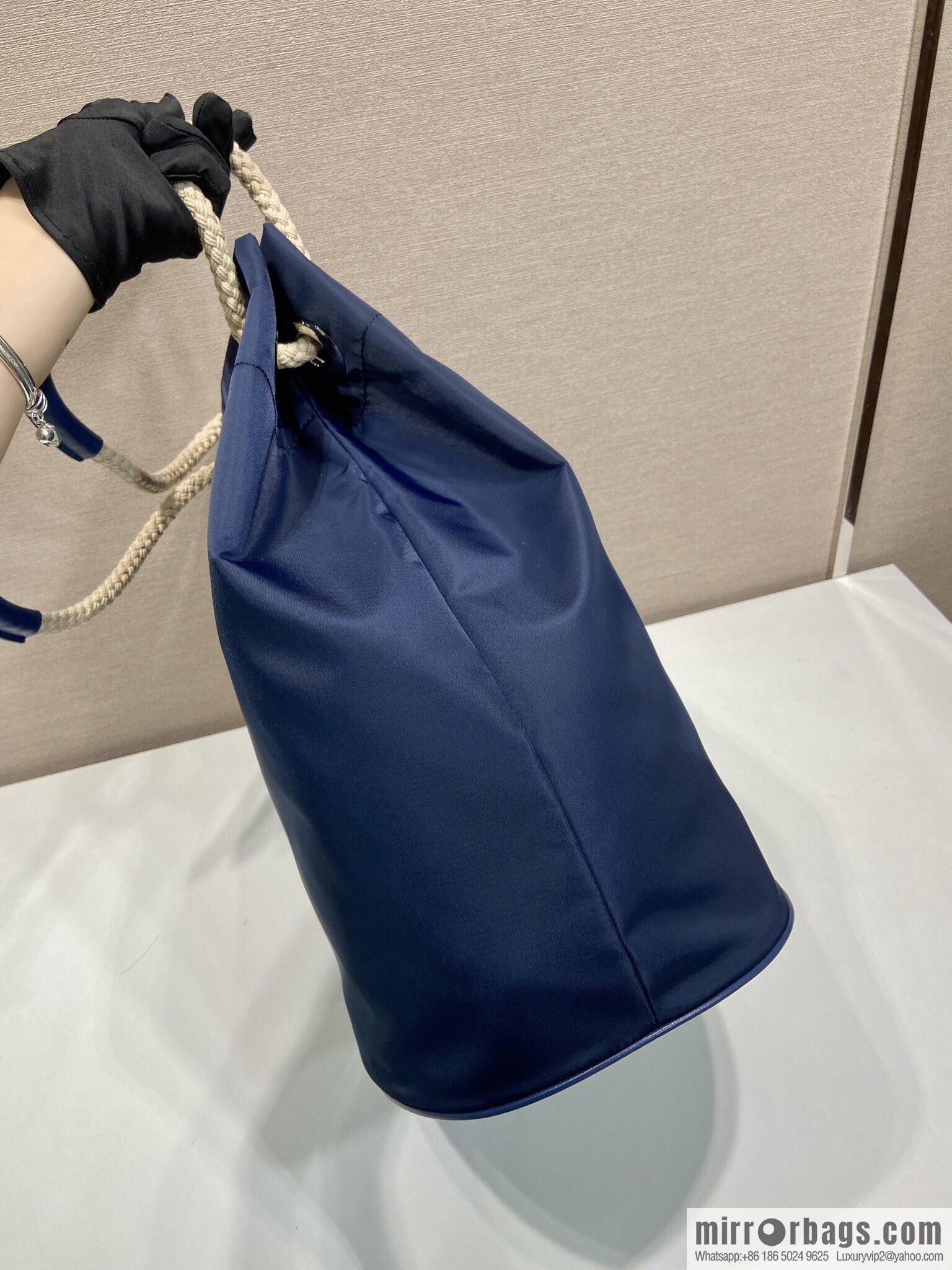 PRADA men's bucket bag 2VG133 catwalk model, blue