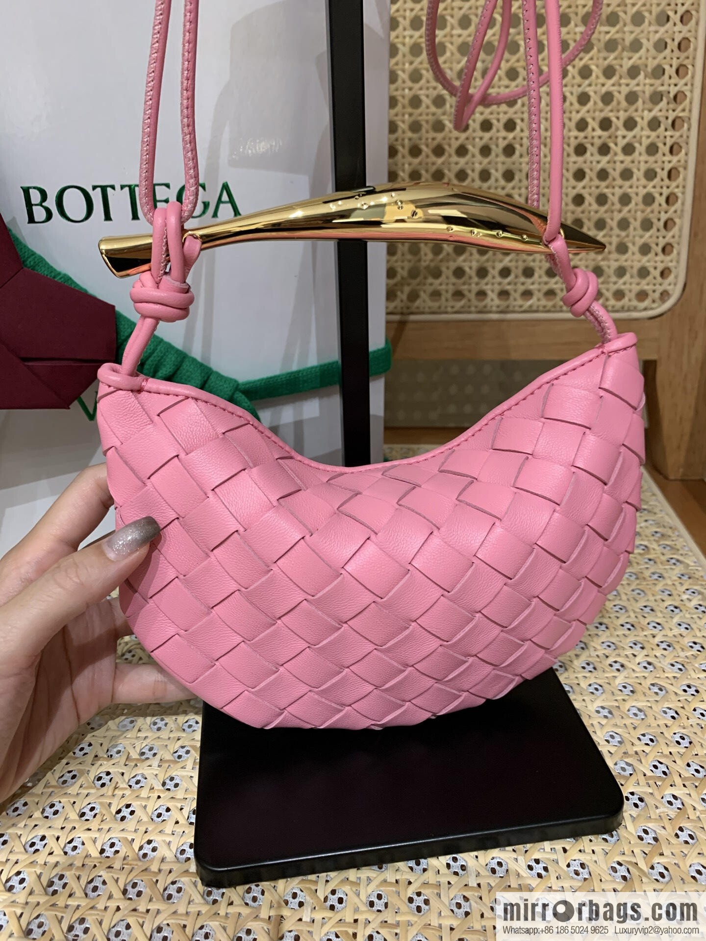 BV Mini Sardine Crossbody Bag 744267 Ribbon Powder
