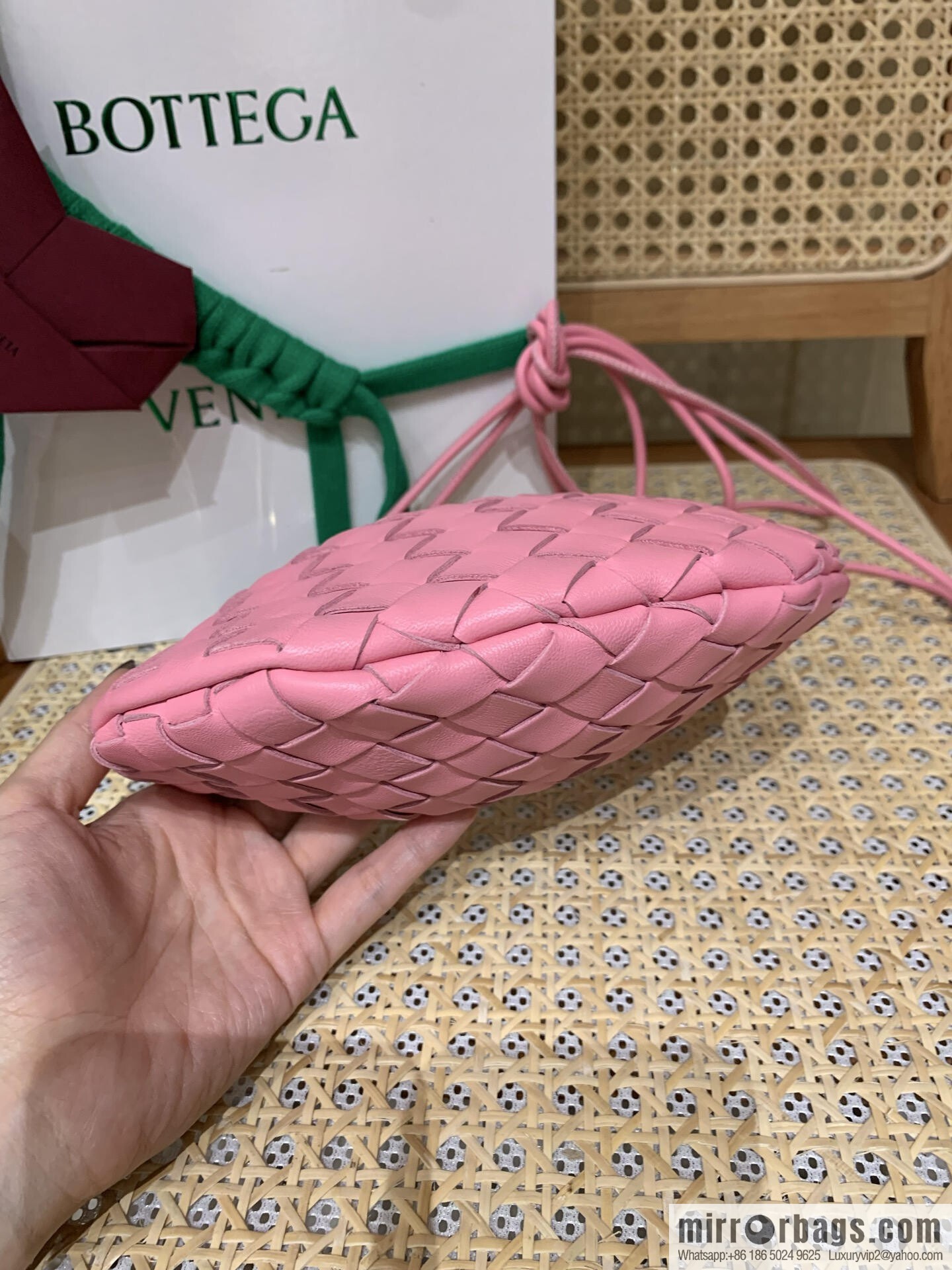 BV Mini Sardine Crossbody Bag 744267 Ribbon Powder