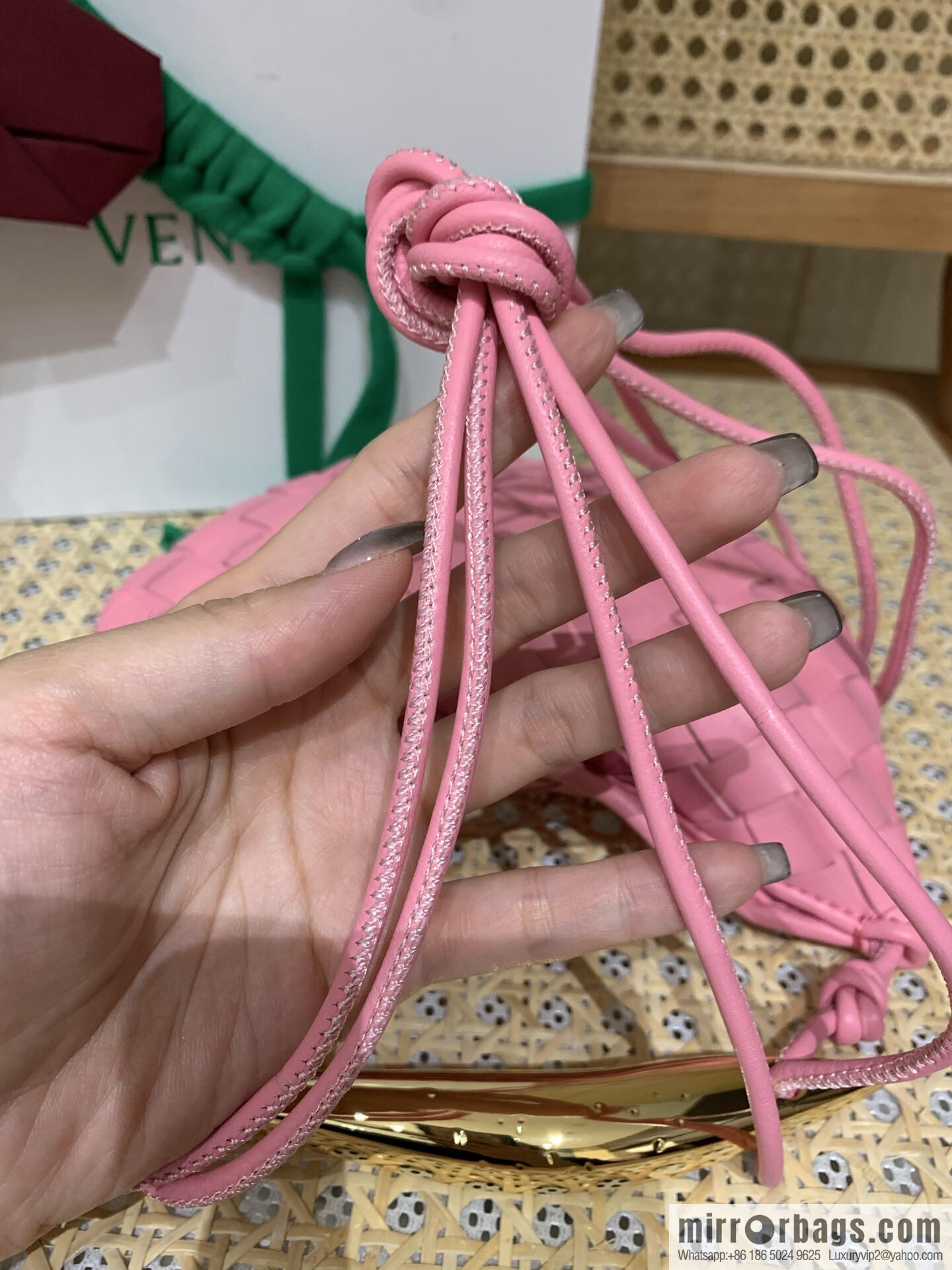 BV Mini Sardine Crossbody Bag 744267 Ribbon Powder