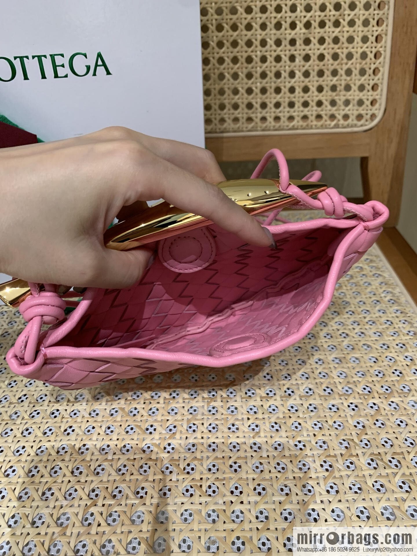 BV Mini Sardine Crossbody Bag 744267 Ribbon Powder