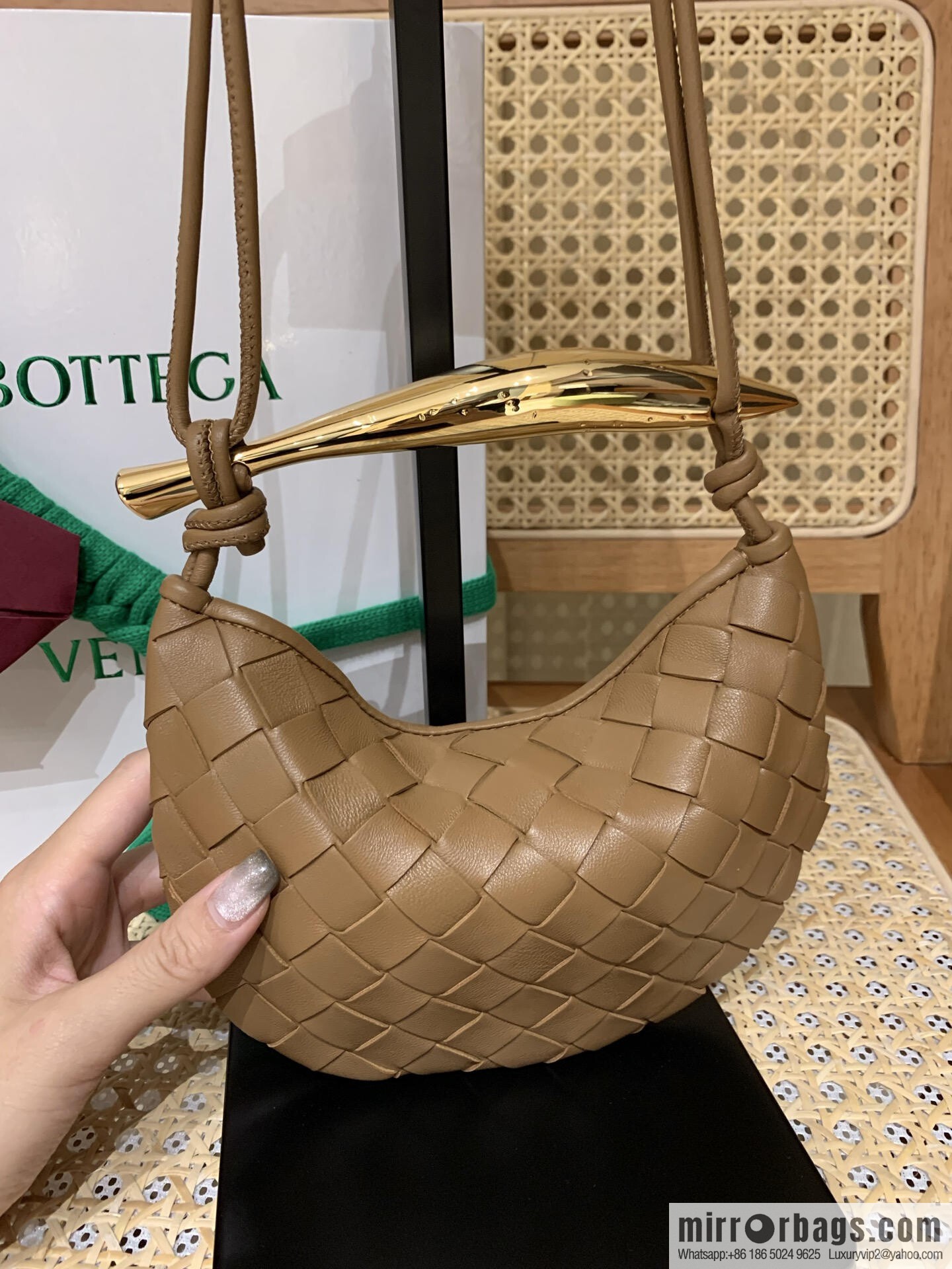 BV Mini Sardine Crossbody Bag 744267 Caramel