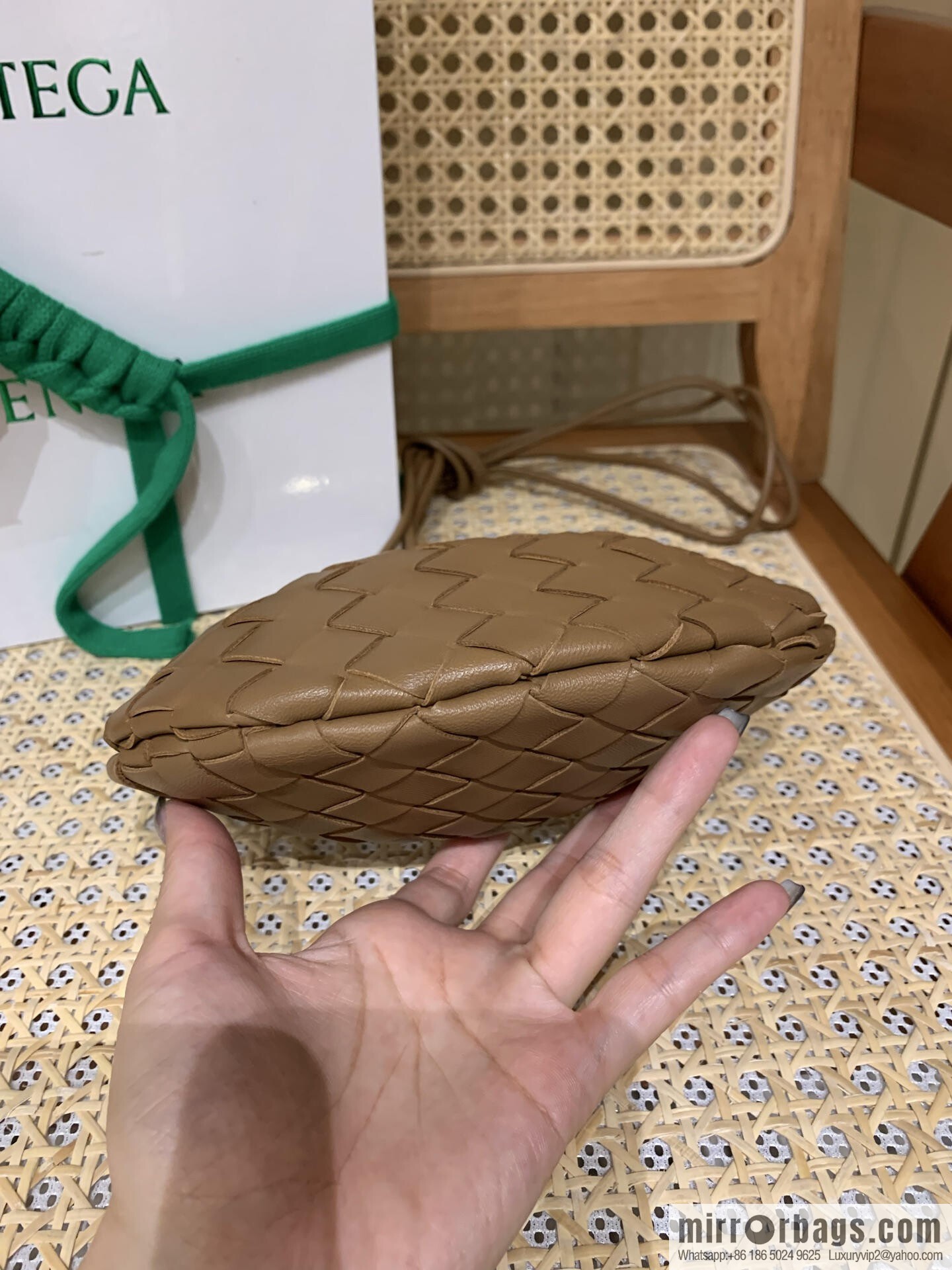 BV Mini Sardine Crossbody Bag 744267 Caramel