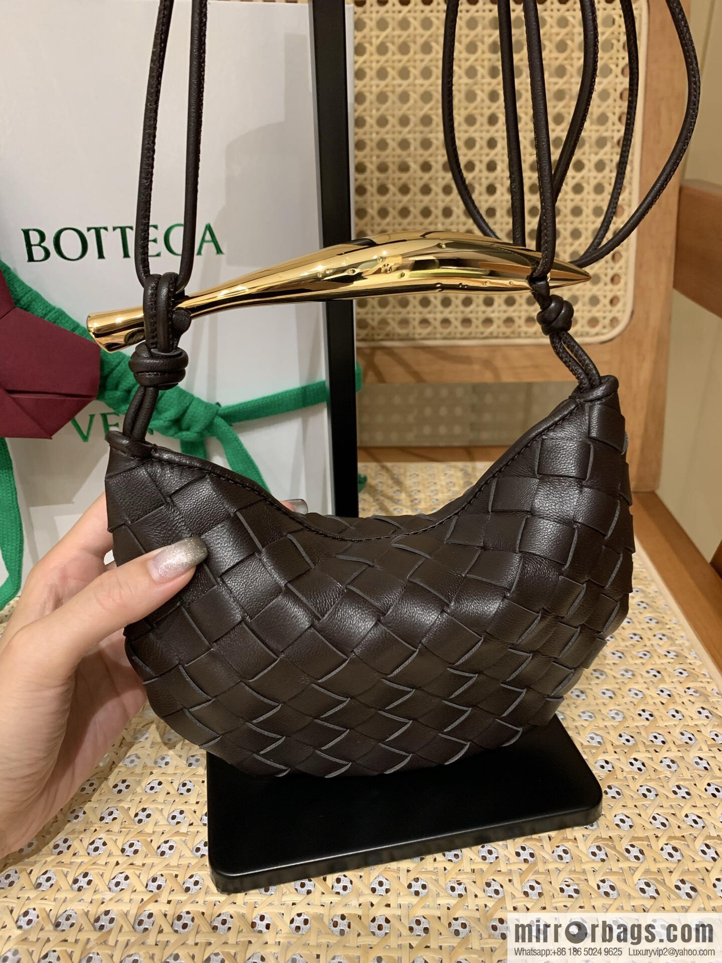 BV Mini Sardine Crossbody Bag 744267 Chocolate Brown