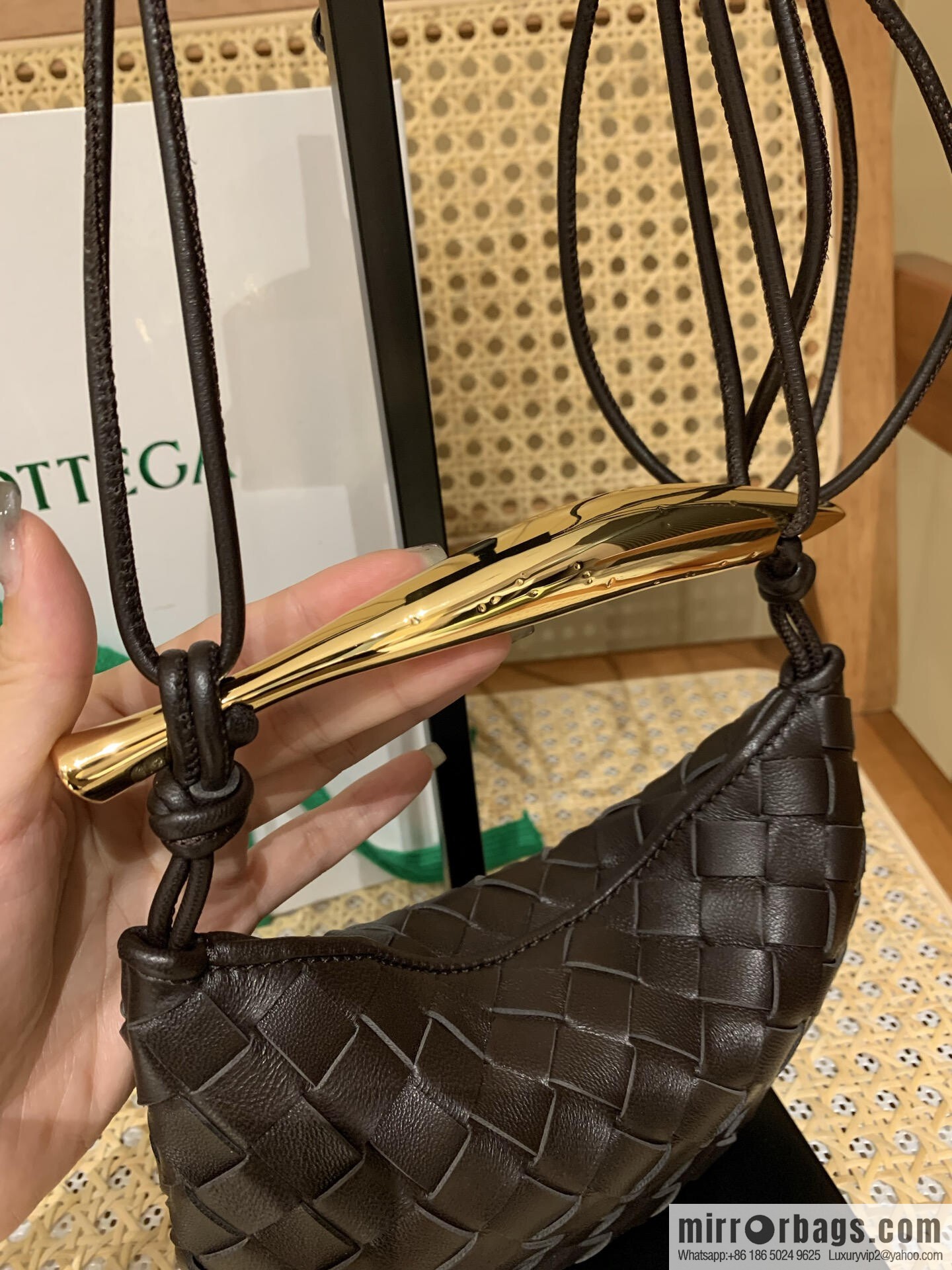 BV Mini Sardine Crossbody Bag 744267 Chocolate Brown