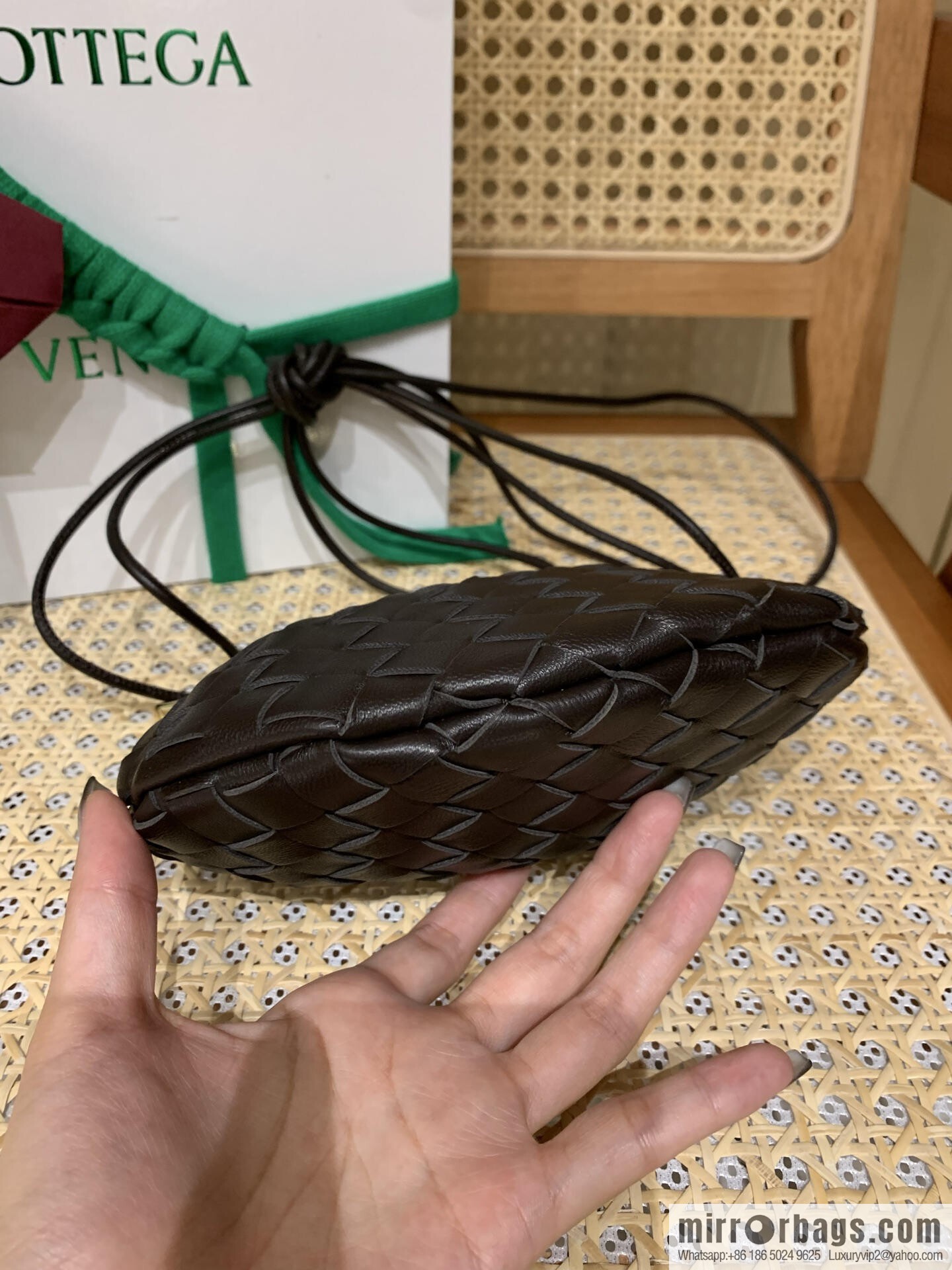 BV Mini Sardine Crossbody Bag 744267 Chocolate Brown