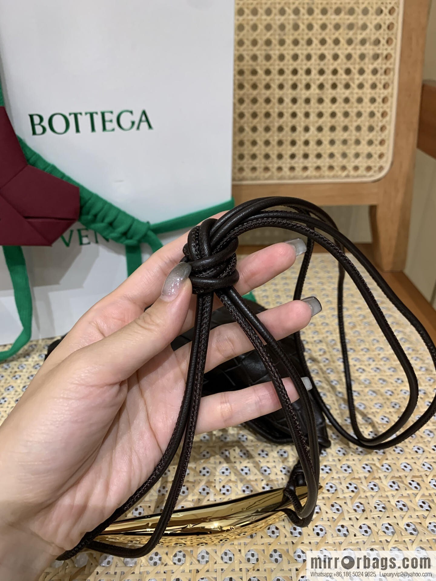 BV Mini Sardine Crossbody Bag 744267 Chocolate Brown