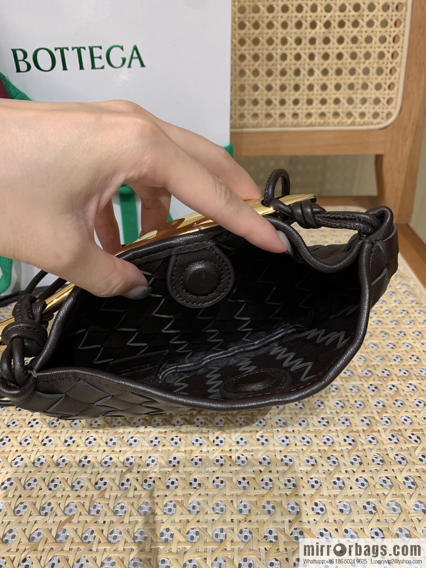 BV Mini Sardine Crossbody Bag 744267 Chocolate Brown