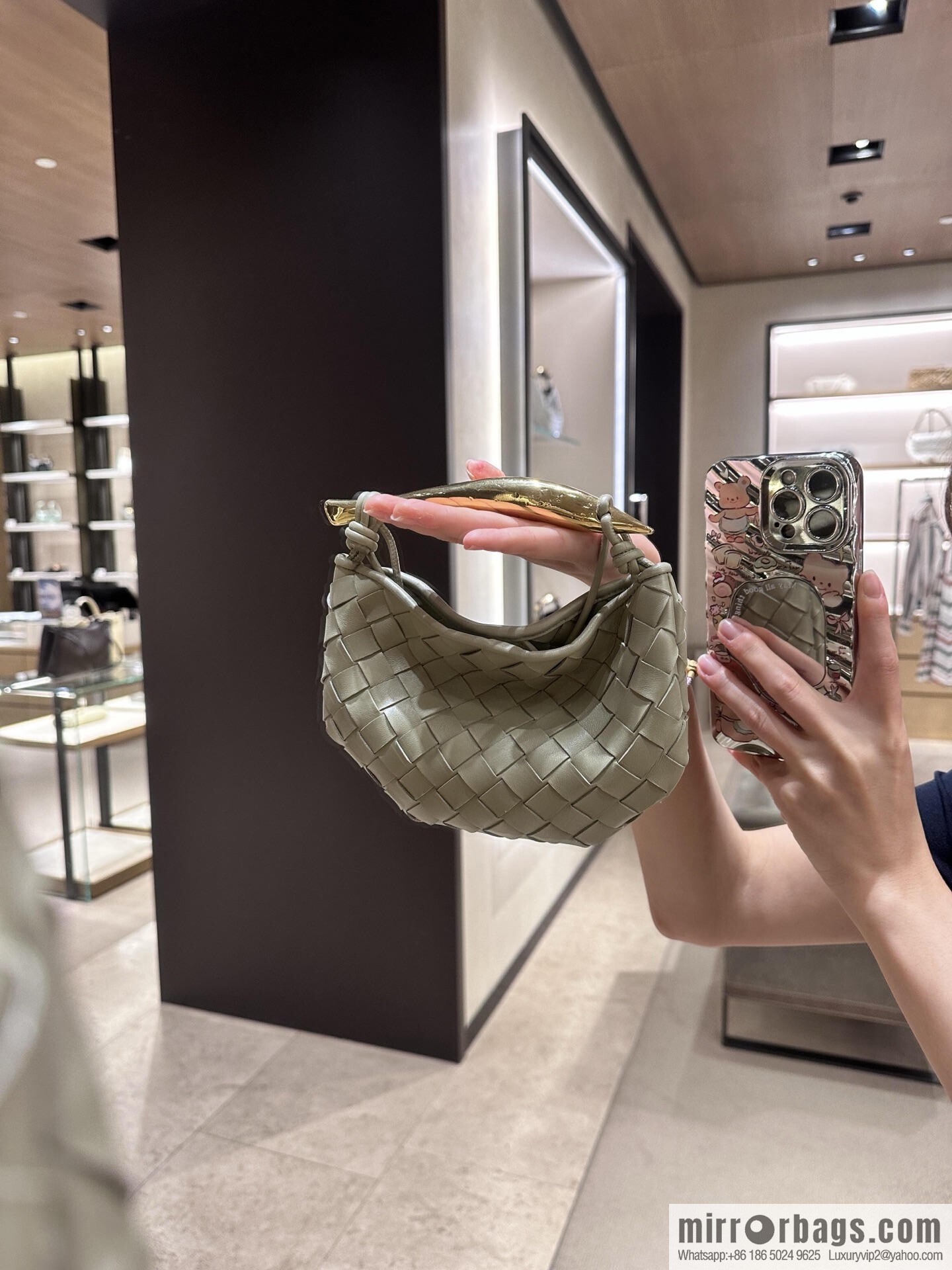 BV Mini Sardine Crossbody Bag 744267 Travertine Green