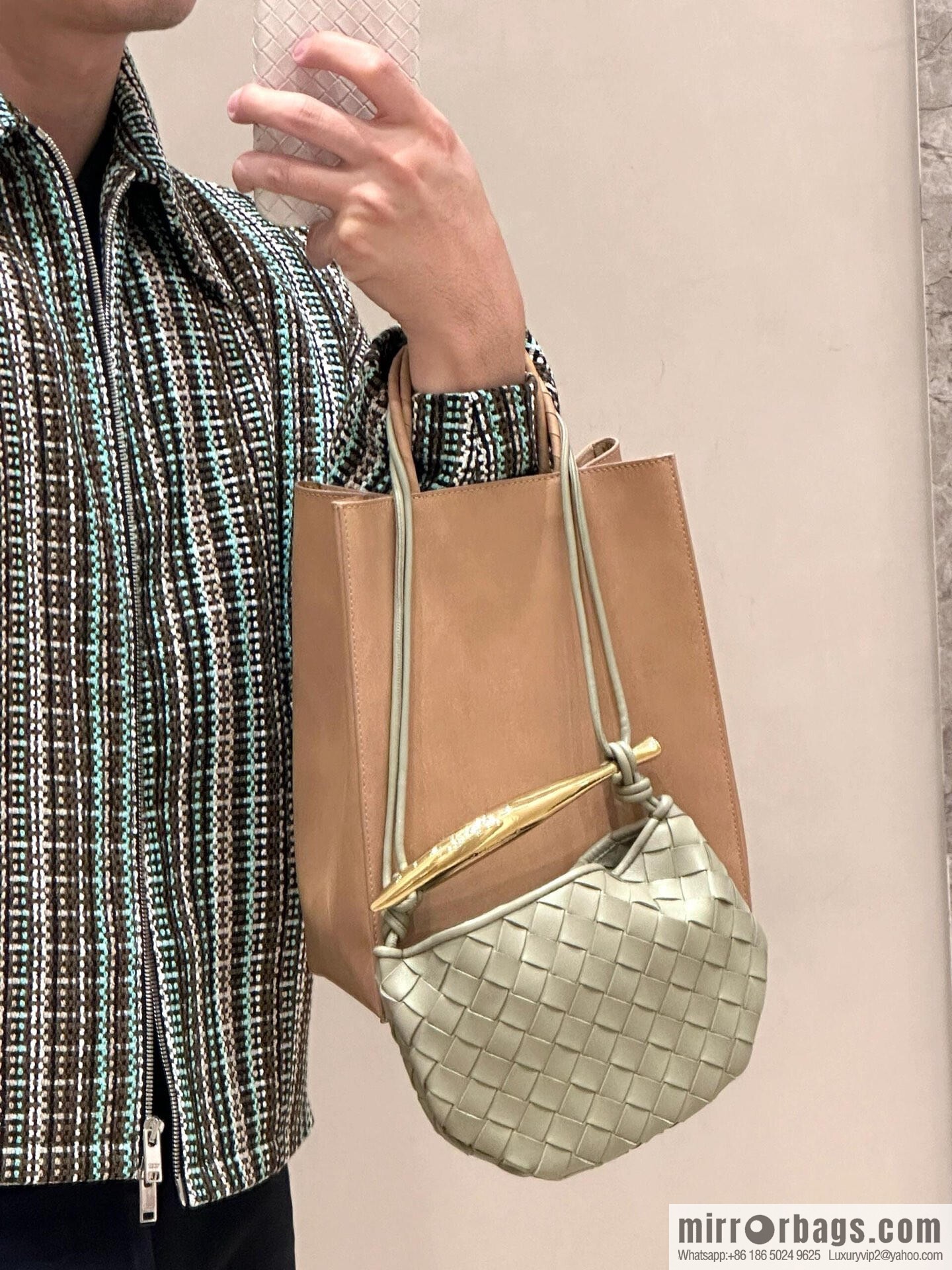BV Mini Sardine Crossbody Bag 744267 Travertine Green