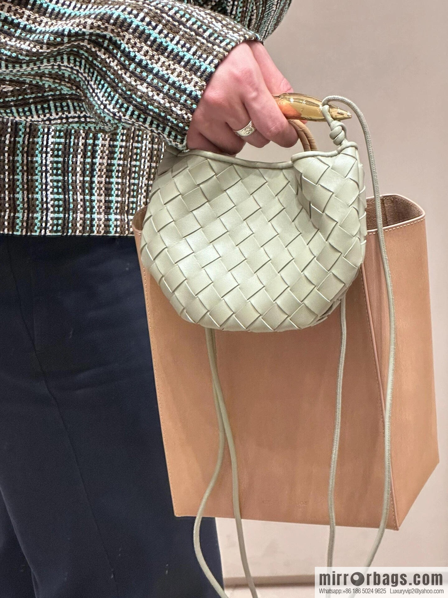 BV Mini Sardine Crossbody Bag 744267 Travertine Green