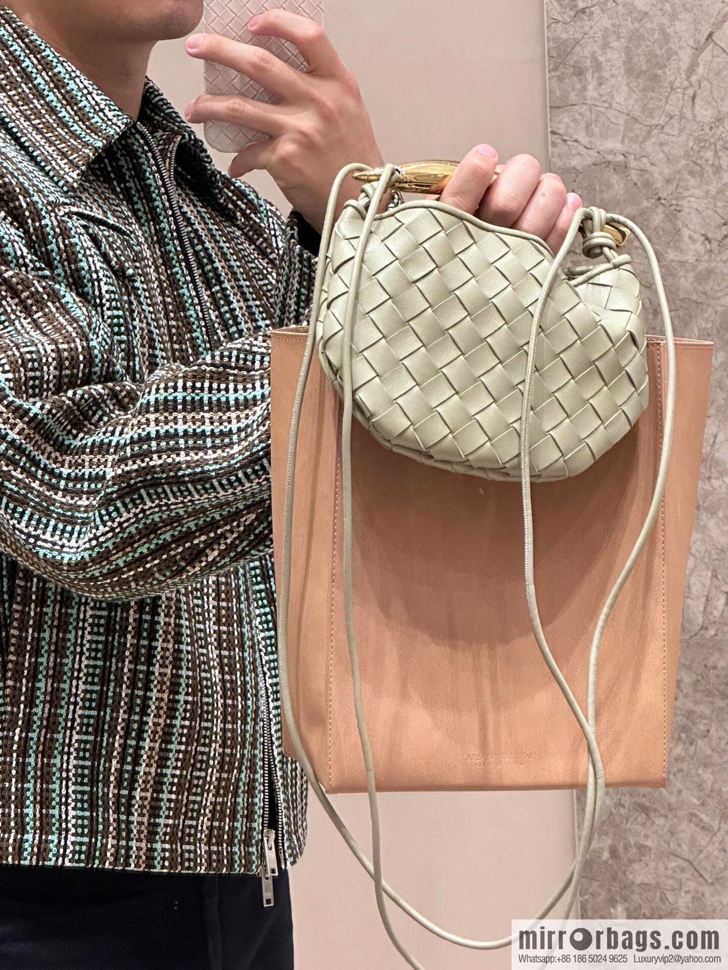 BV Mini Sardine Crossbody Bag 744267 Travertine Green