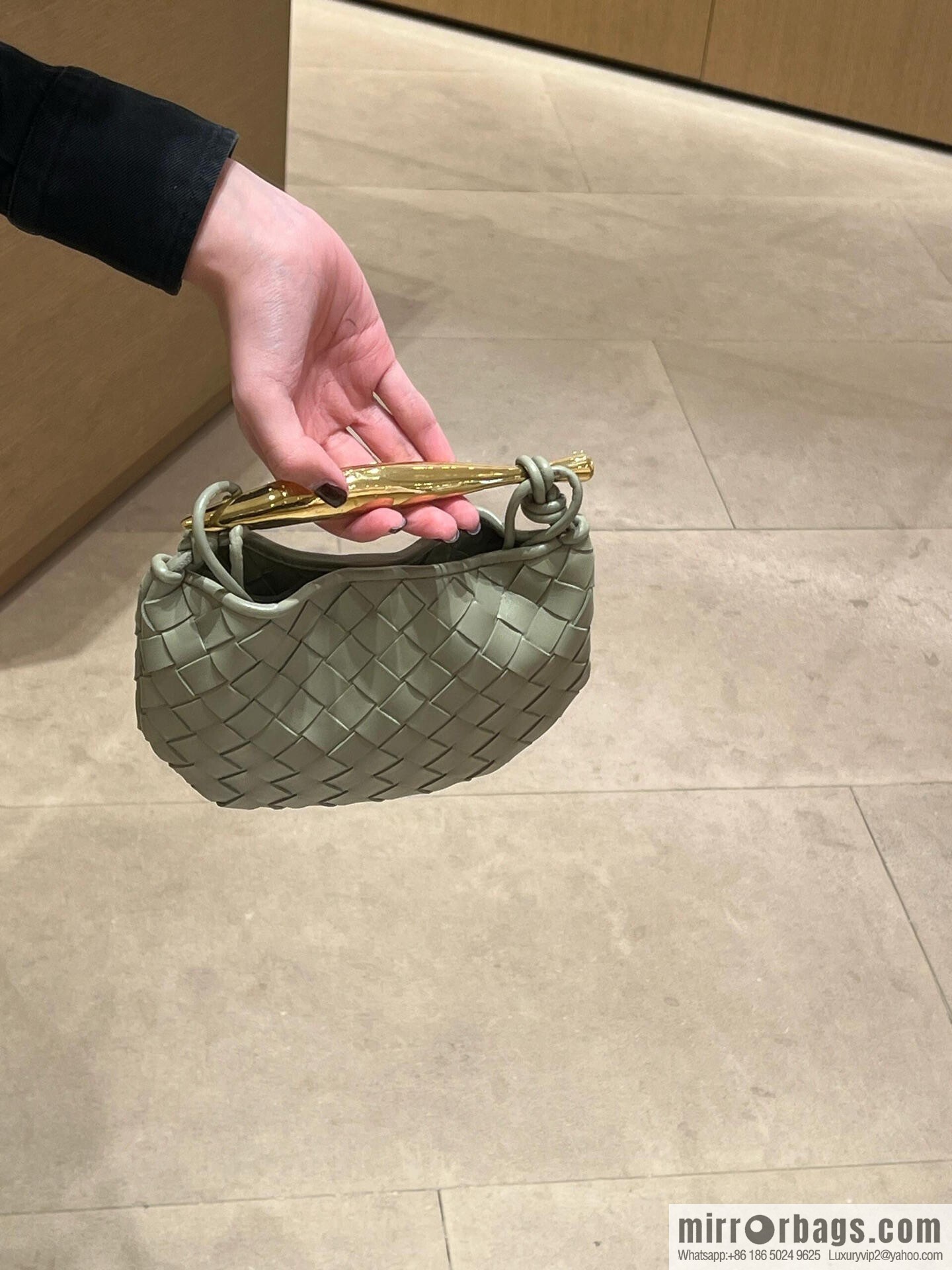 BV Mini Sardine Crossbody Bag 744267 Travertine Green