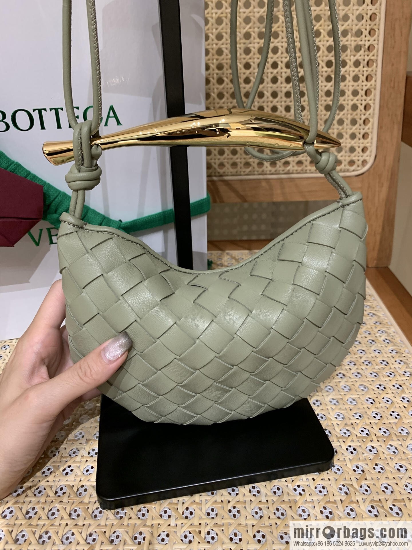 BV Mini Sardine Crossbody Bag 744267 Travertine Green