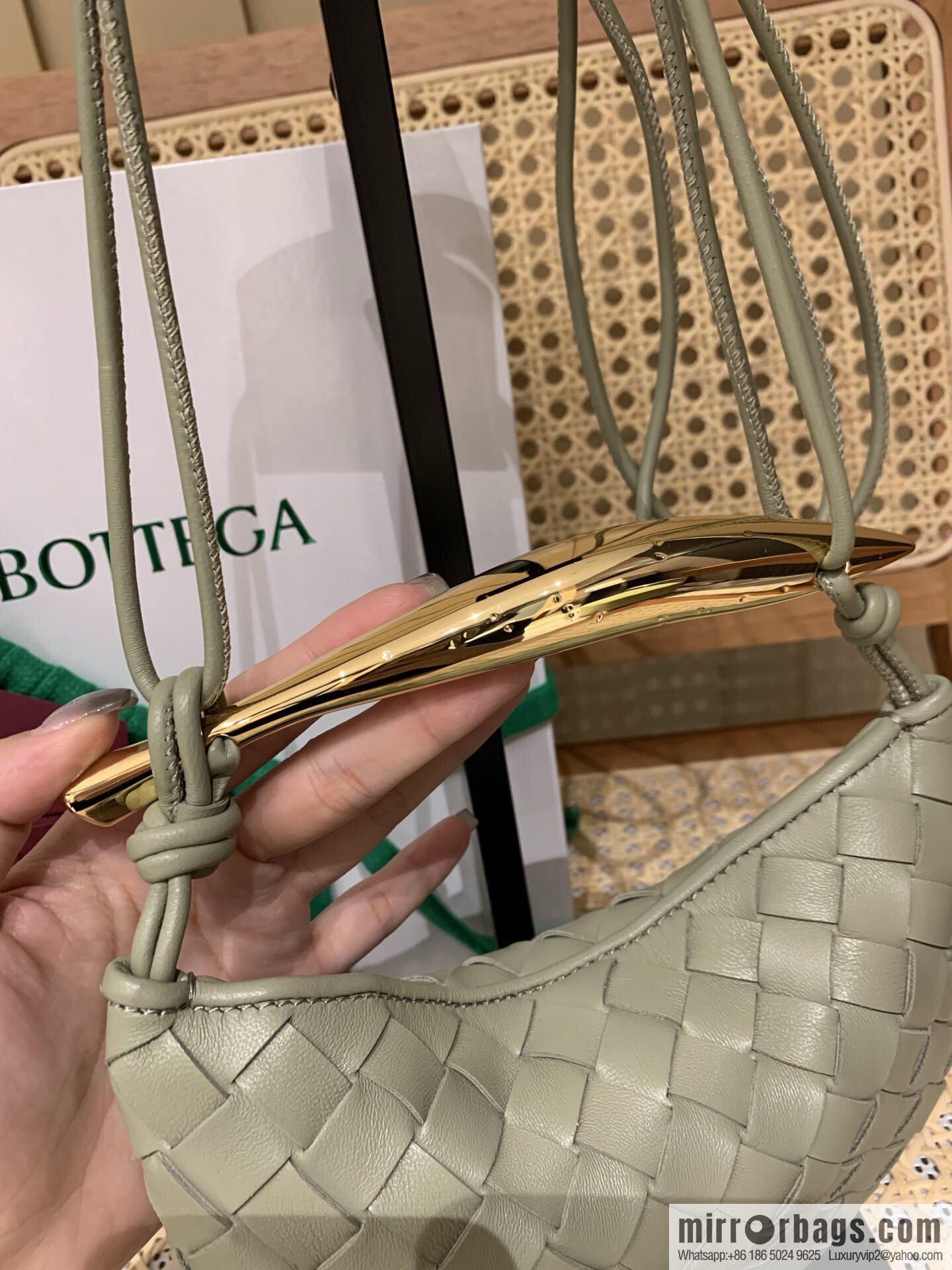 BV Mini Sardine Crossbody Bag 744267 Travertine Green