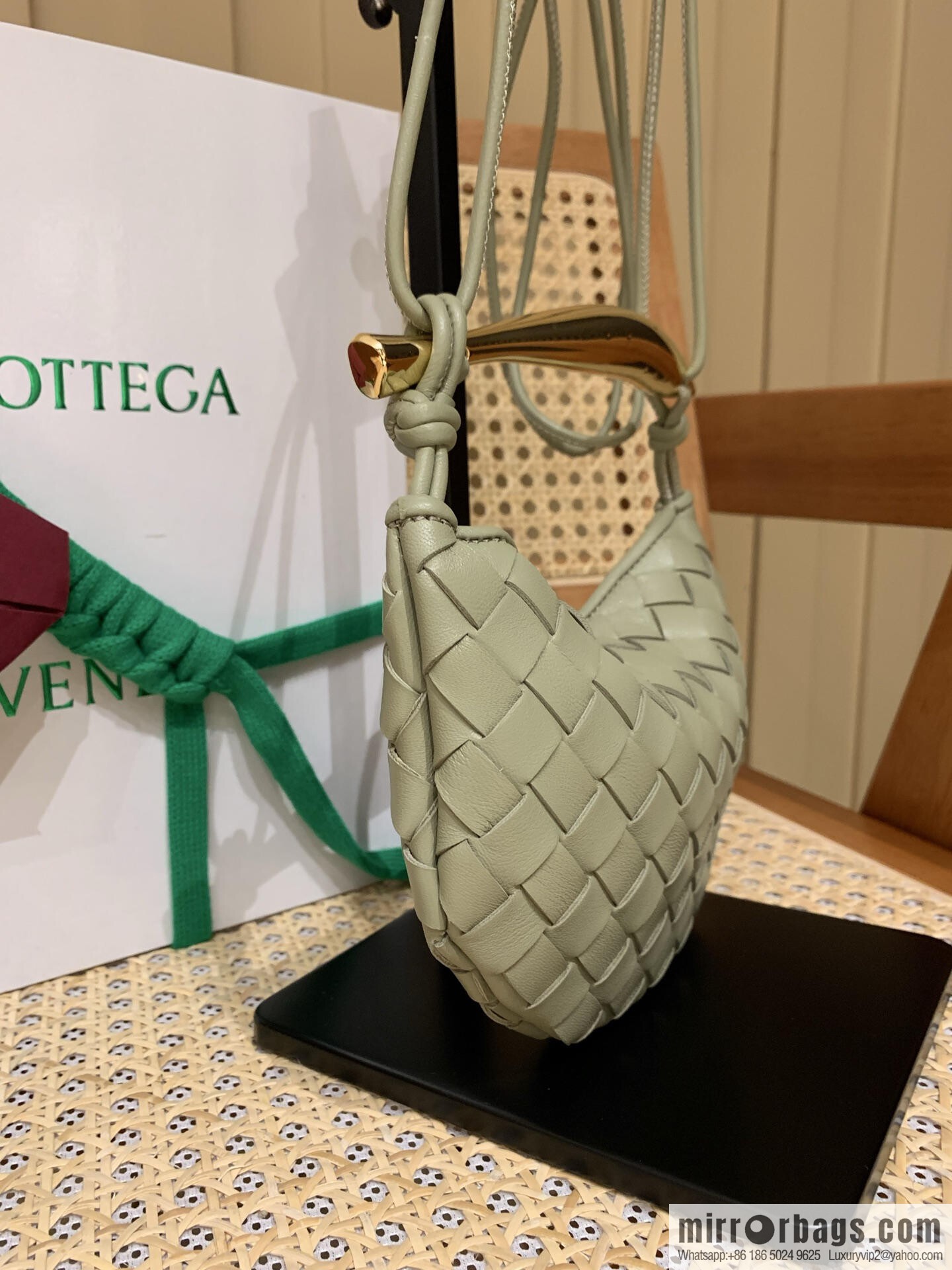BV Mini Sardine Crossbody Bag 744267 Travertine Green