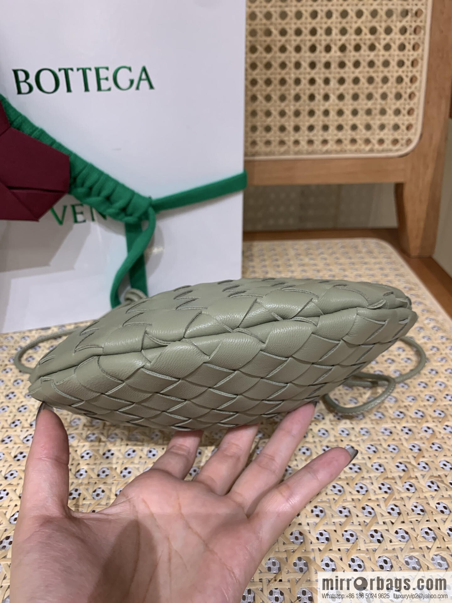 BV Mini Sardine Crossbody Bag 744267 Travertine Green
