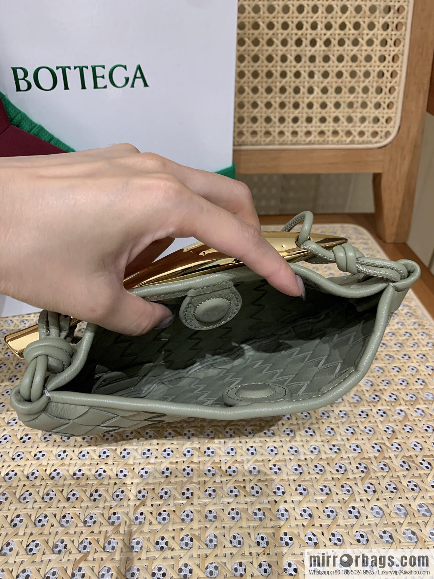 BV Mini Sardine Crossbody Bag 744267 Travertine Green