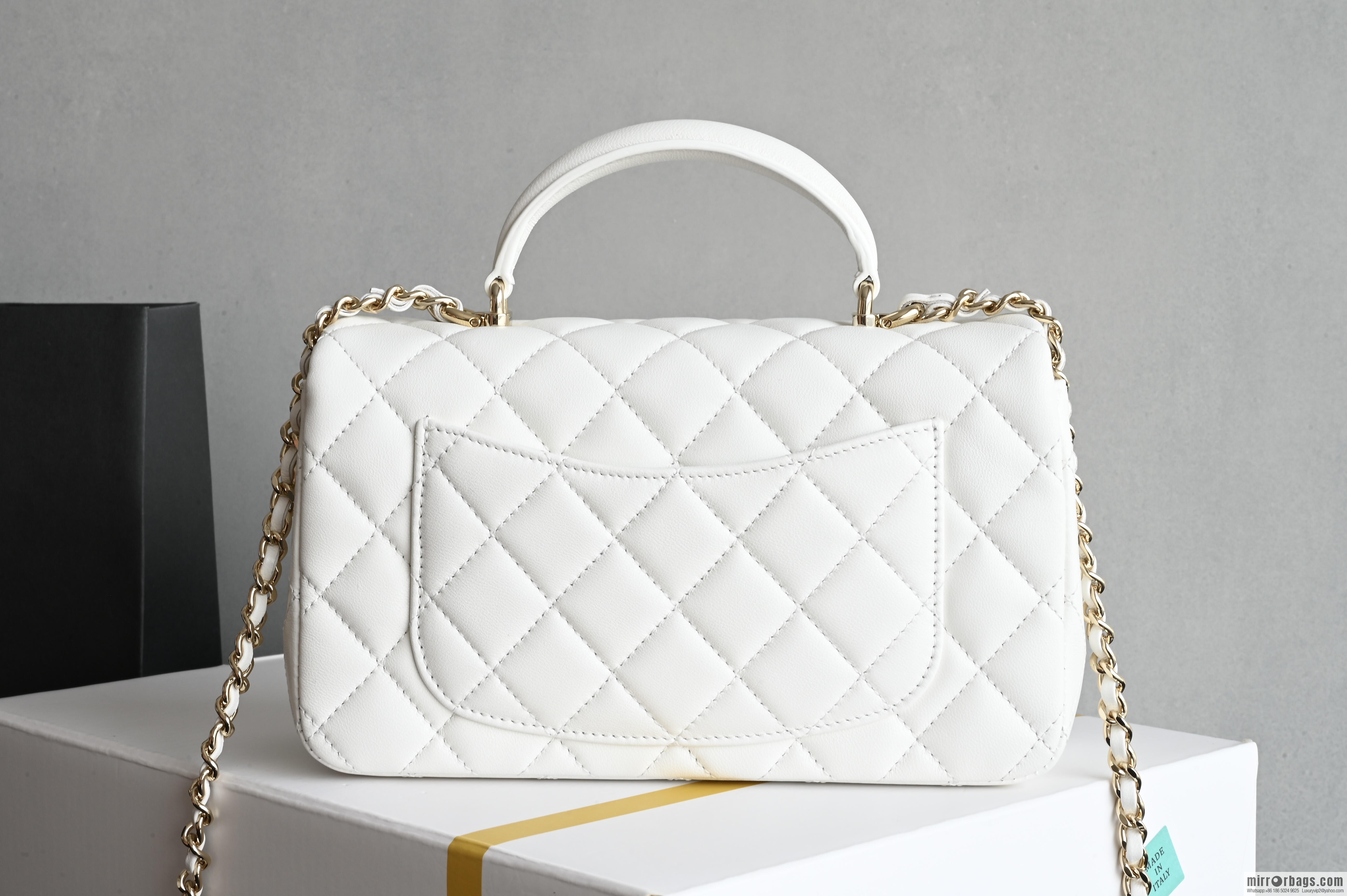 CHANEL 25P Mouth Cover Bag Hand Wrist AS2431 White