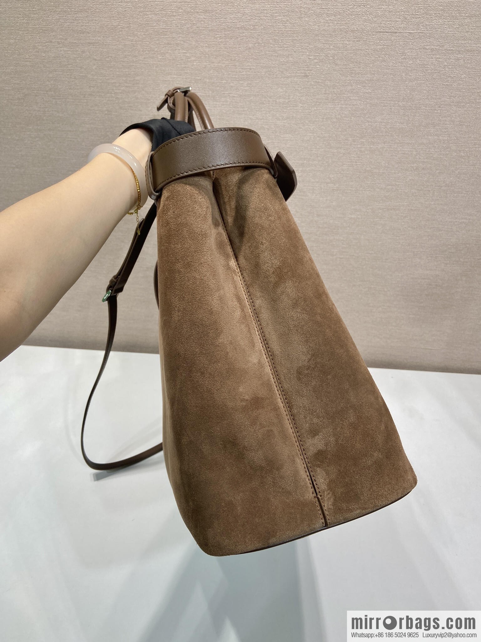 PRADA new men's bag 1BG126 extra large suede