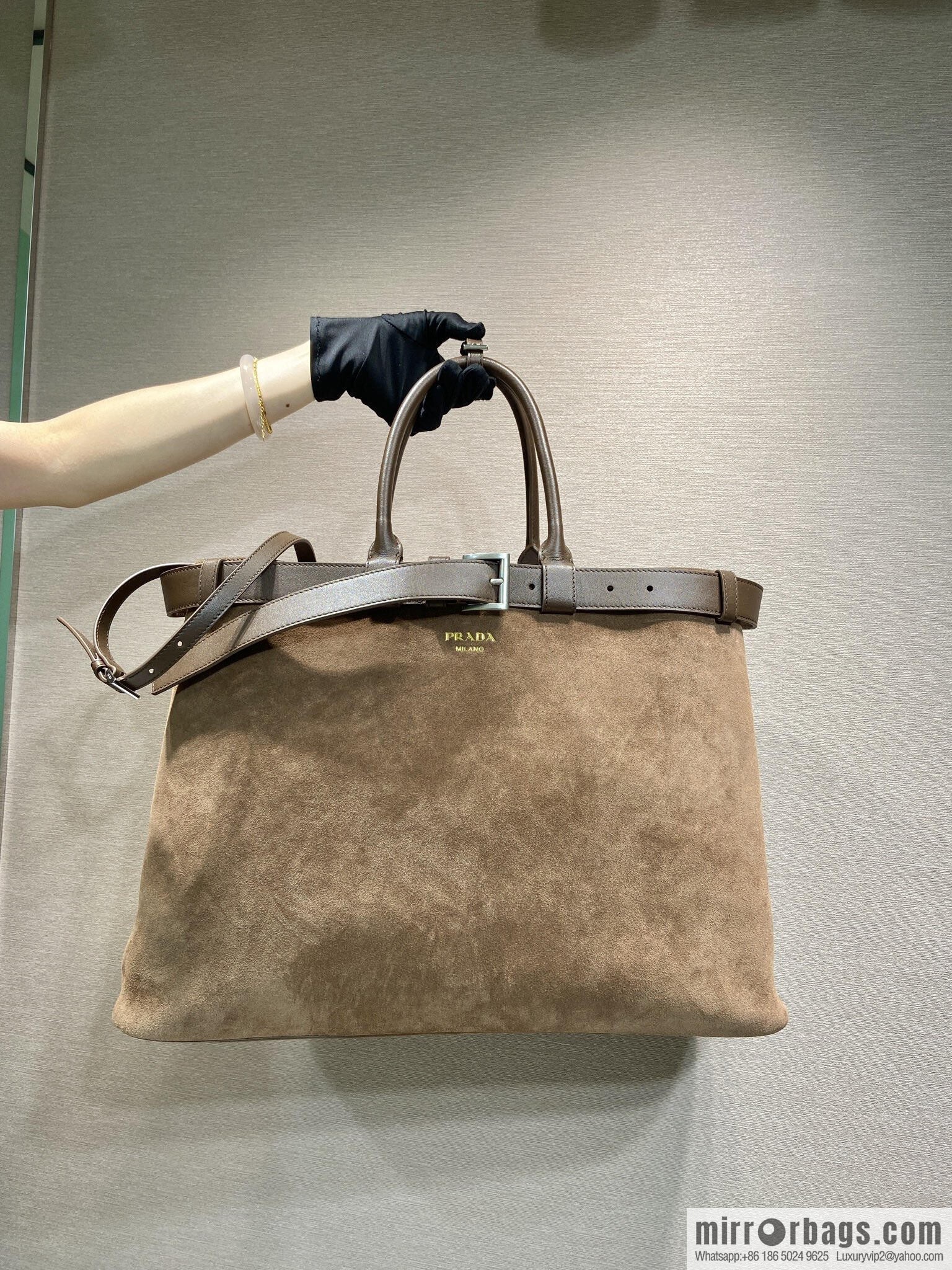 PRADA new men's bag 1BG126 extra large suede